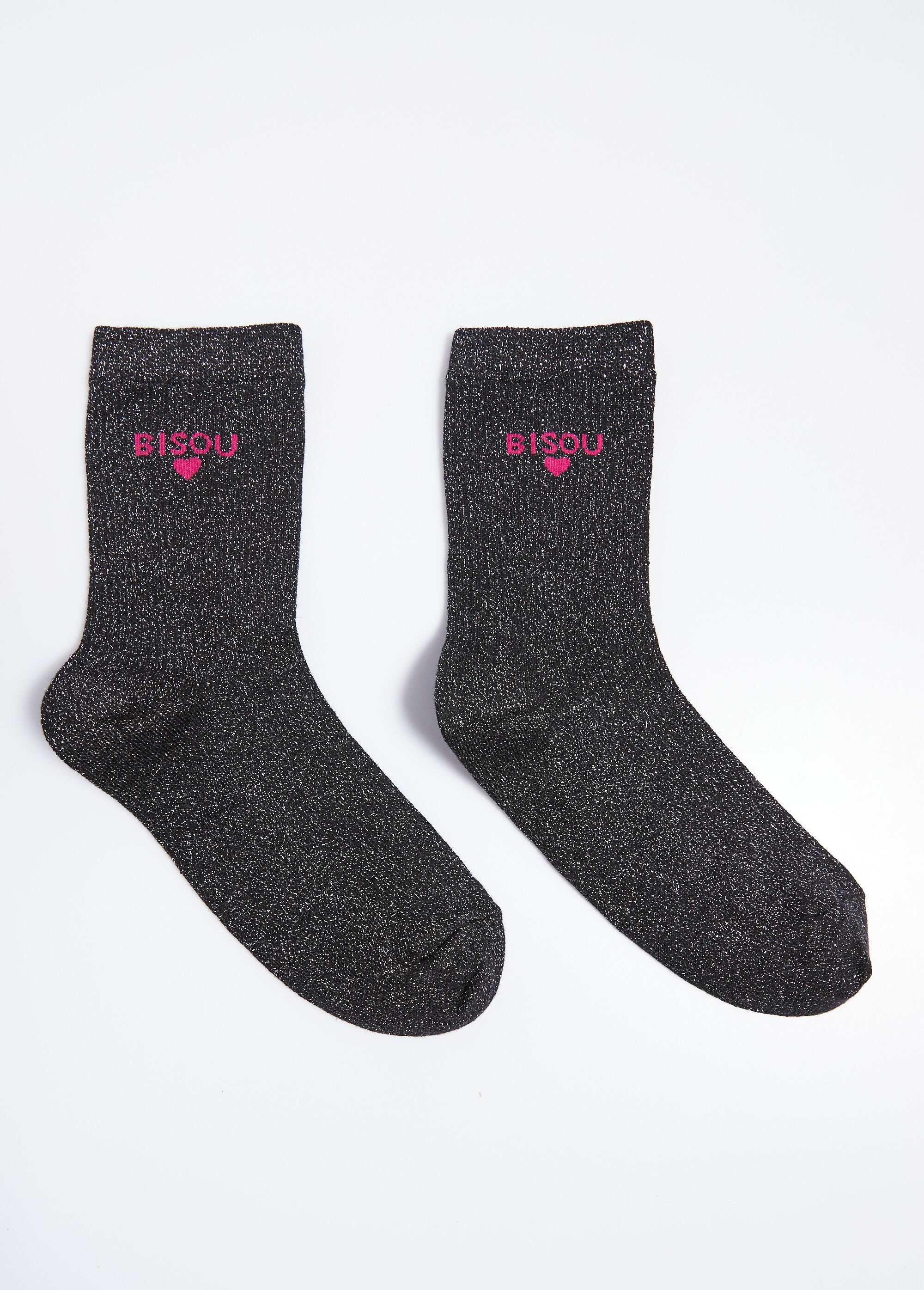 Chaussettes fil métallisé message BISOU