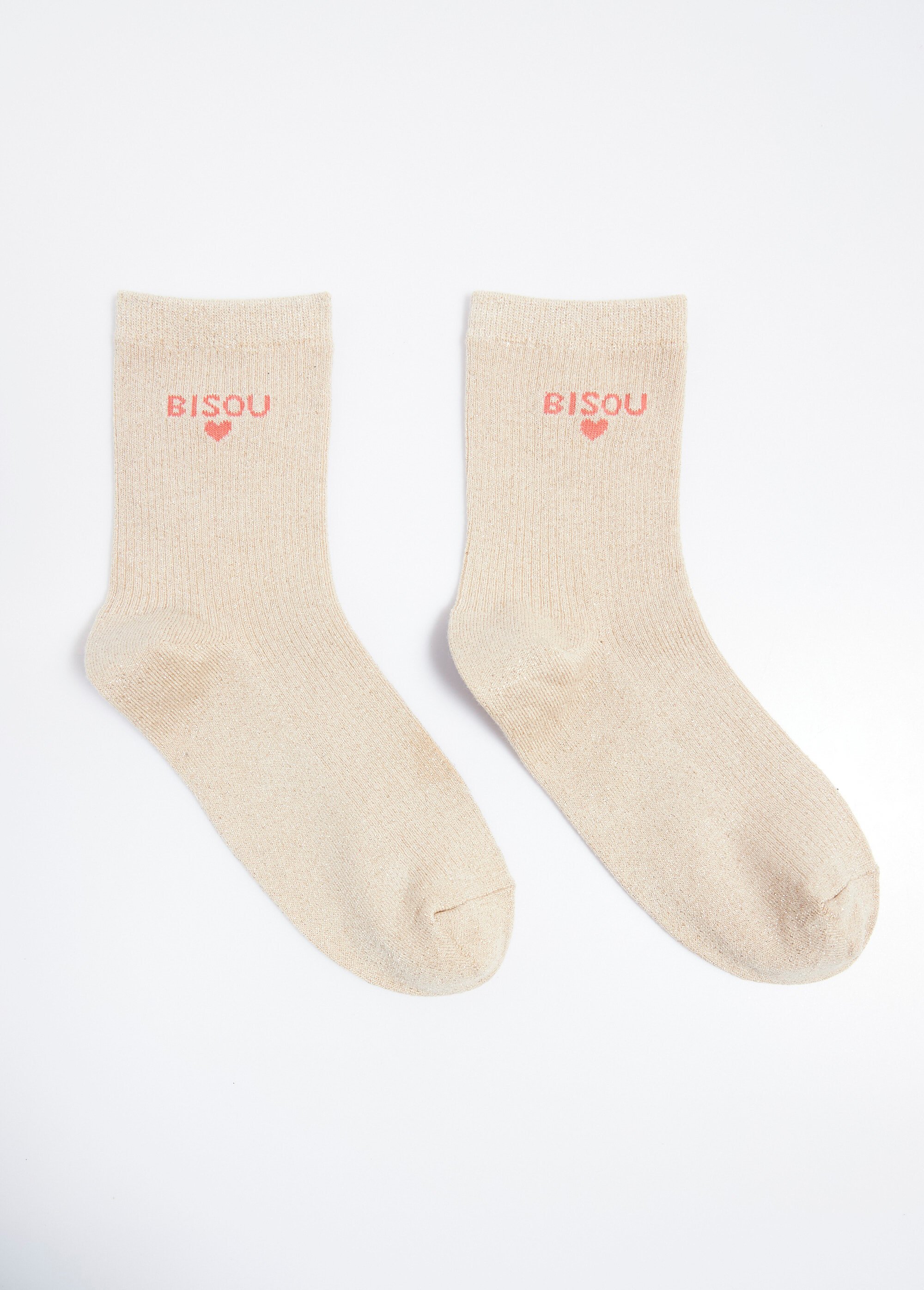 Chaussettes fil métallisé message BISOU