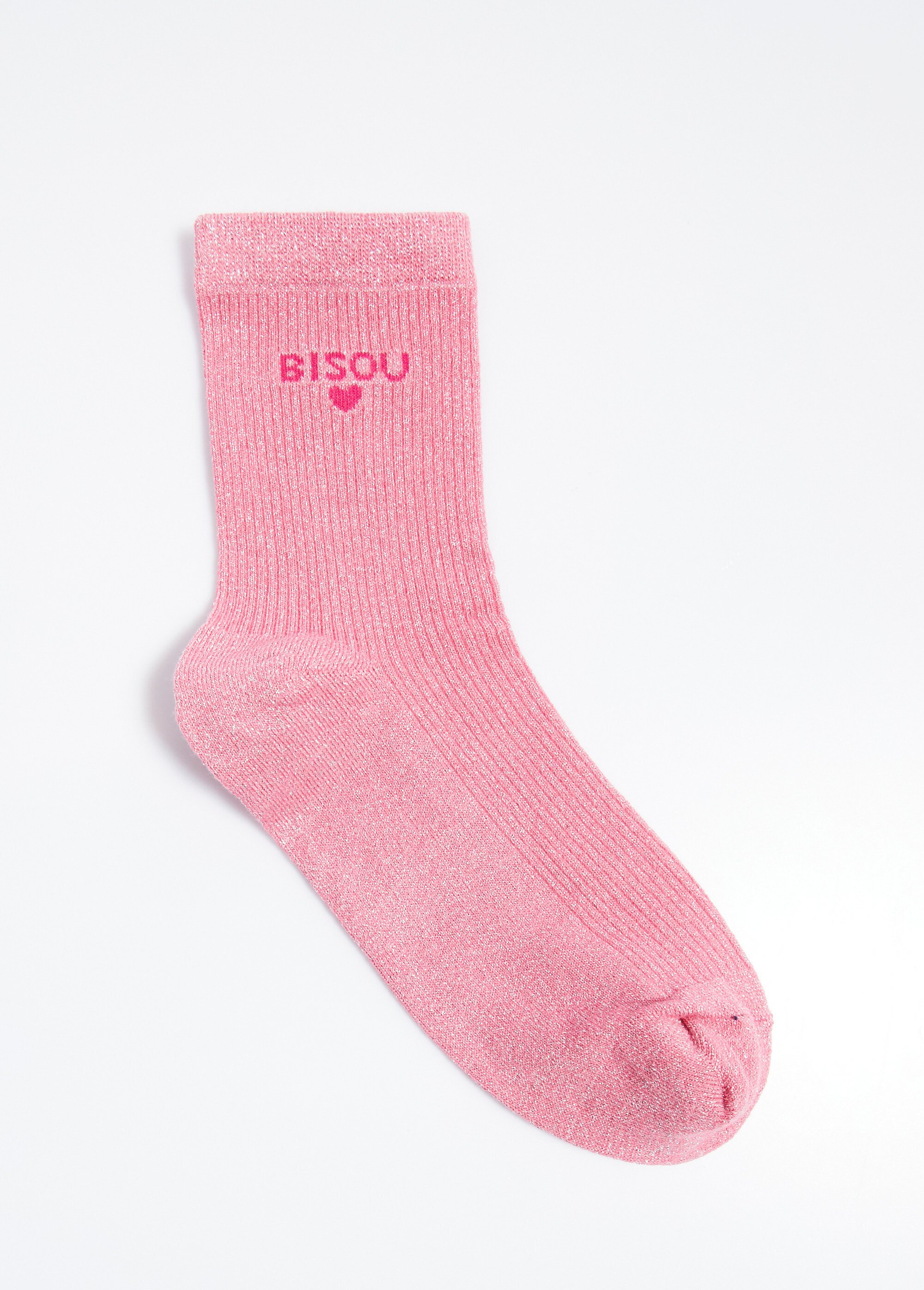 Chaussettes fil métallisé message BISOU