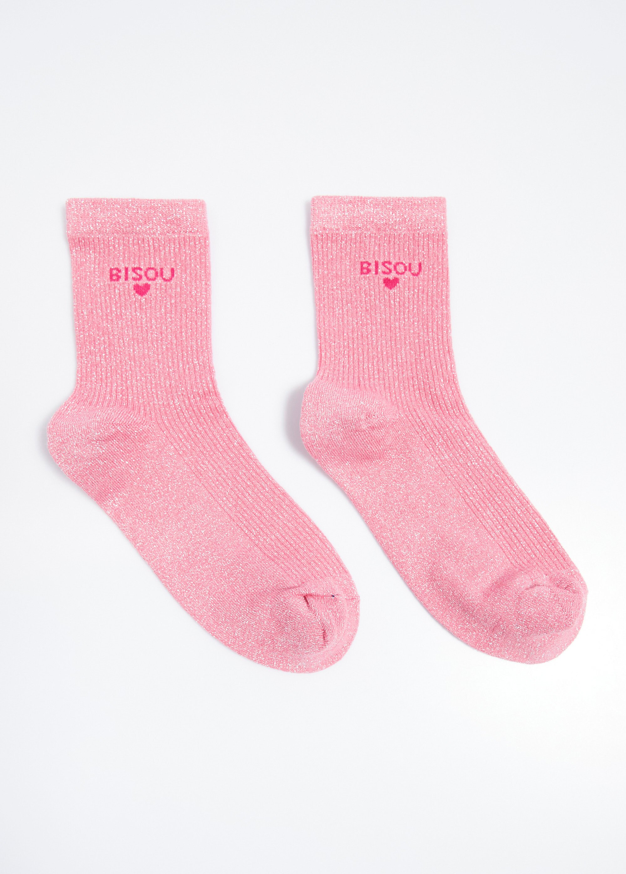 Chaussettes fil métallisé message BISOU