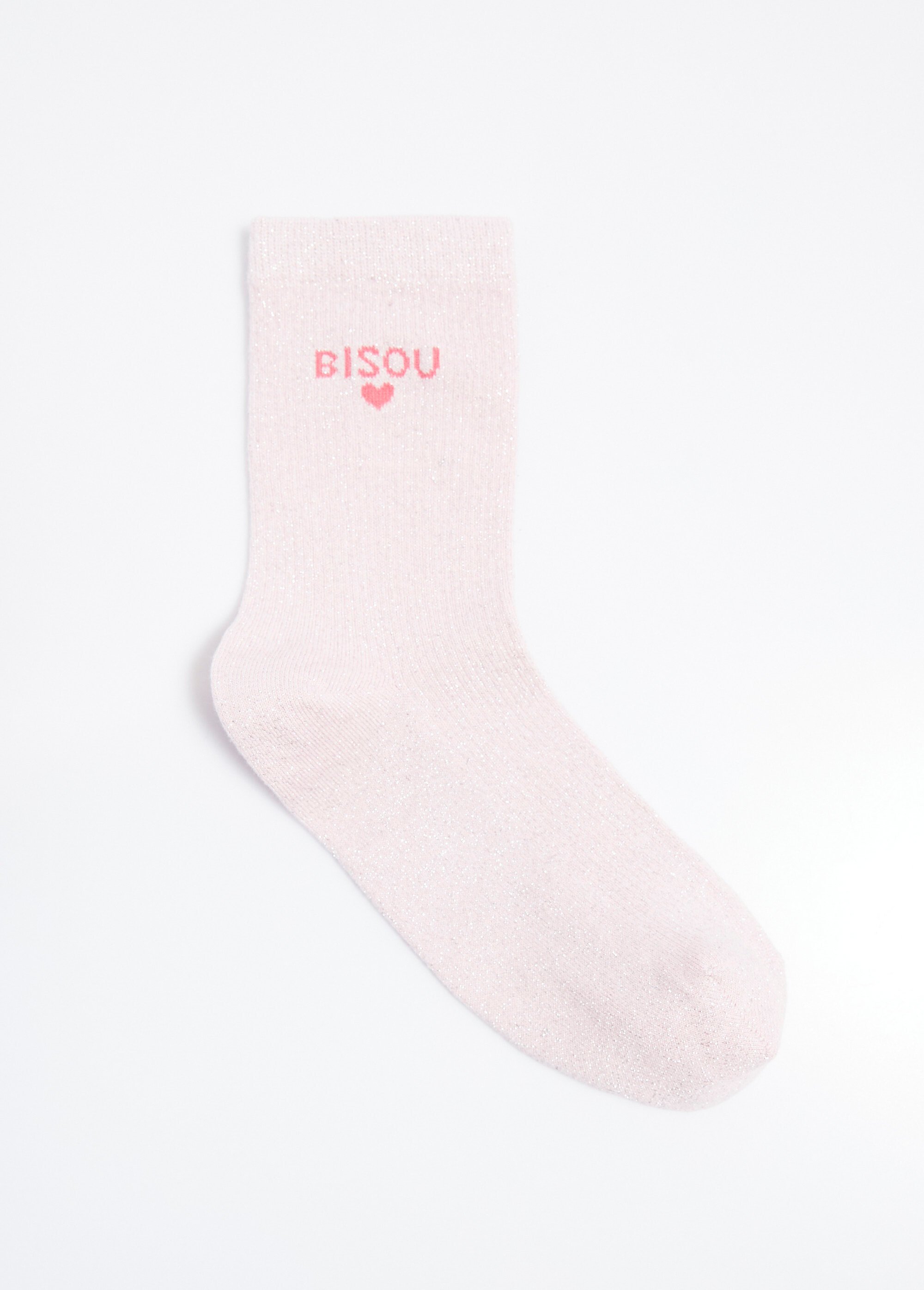Chaussettes fil métallisé message BISOU