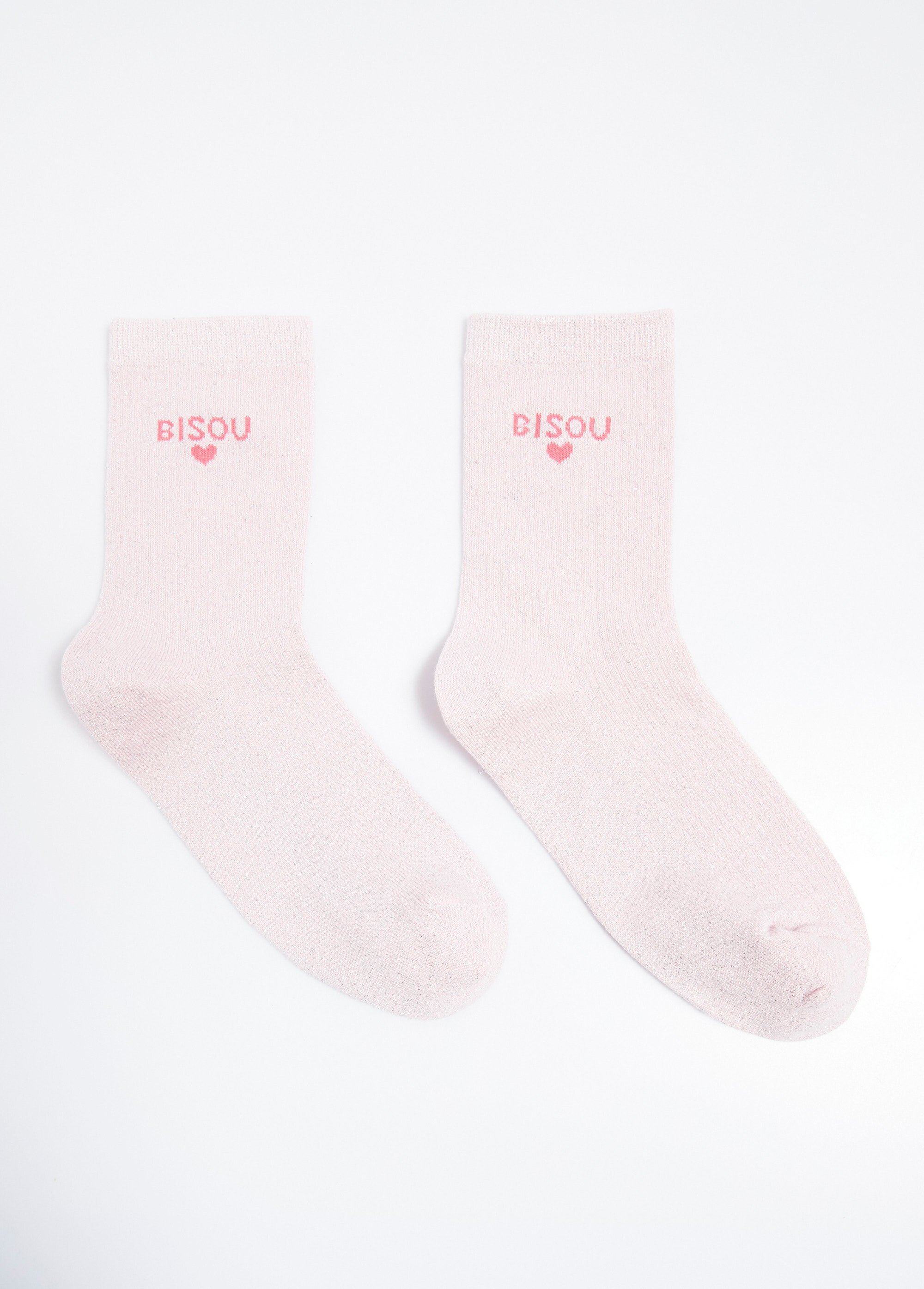 Chaussettes fil métallisé message BISOU