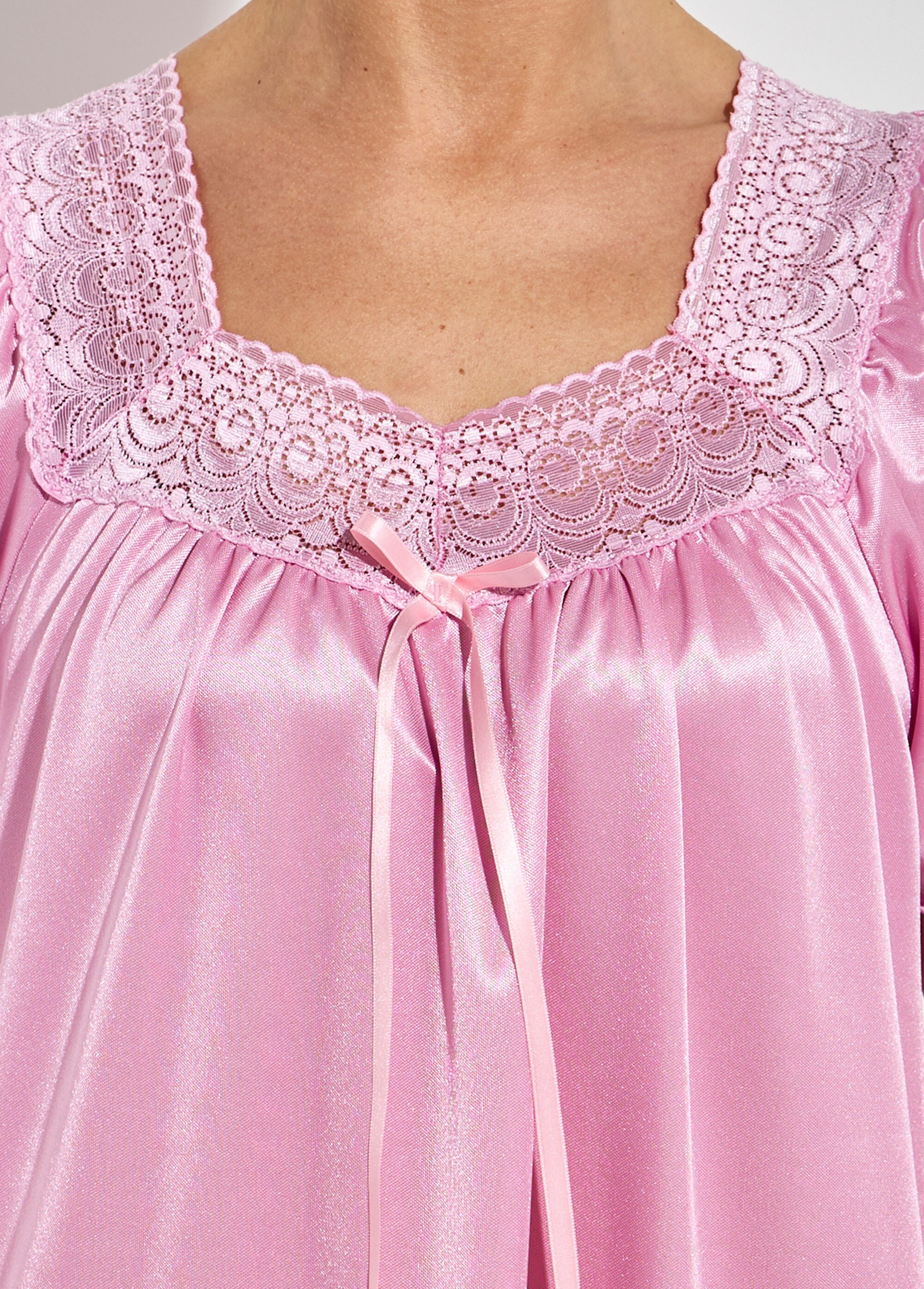 SILKSILKY Chemise de Nuit en Dentelle de Soie Pure à Ourlet Fendu