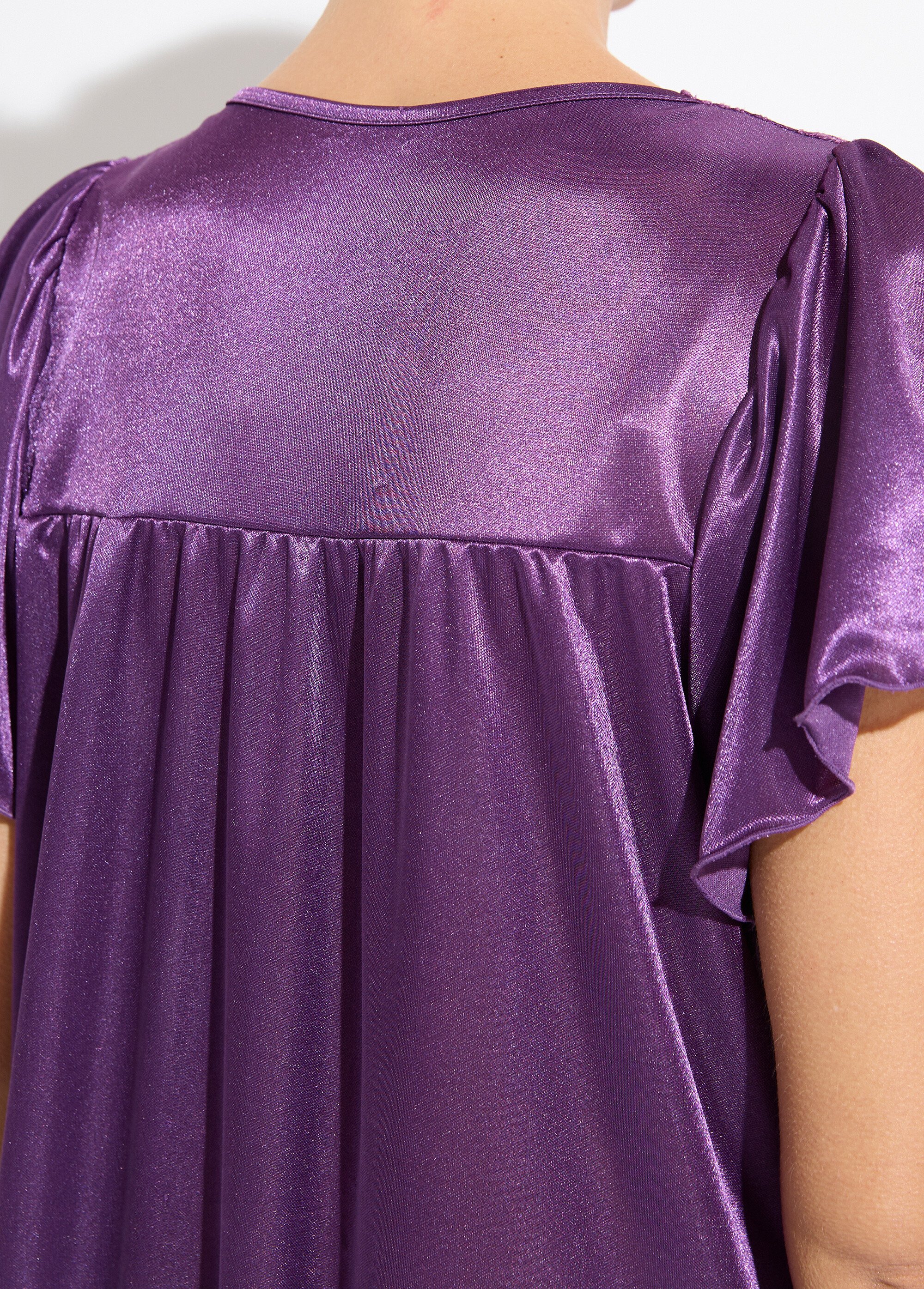 Chemise de nuit satinée longue antistatique dentelle Femme Grande Taille Violet SCARPE DE3
