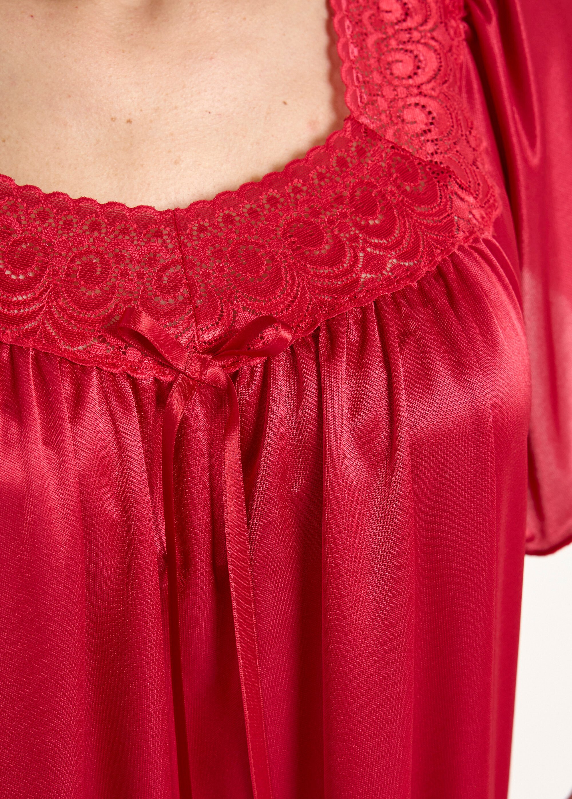 Chemise de nuit satinée longue antistatique dentelle Femme Rouge SCARPE DE2