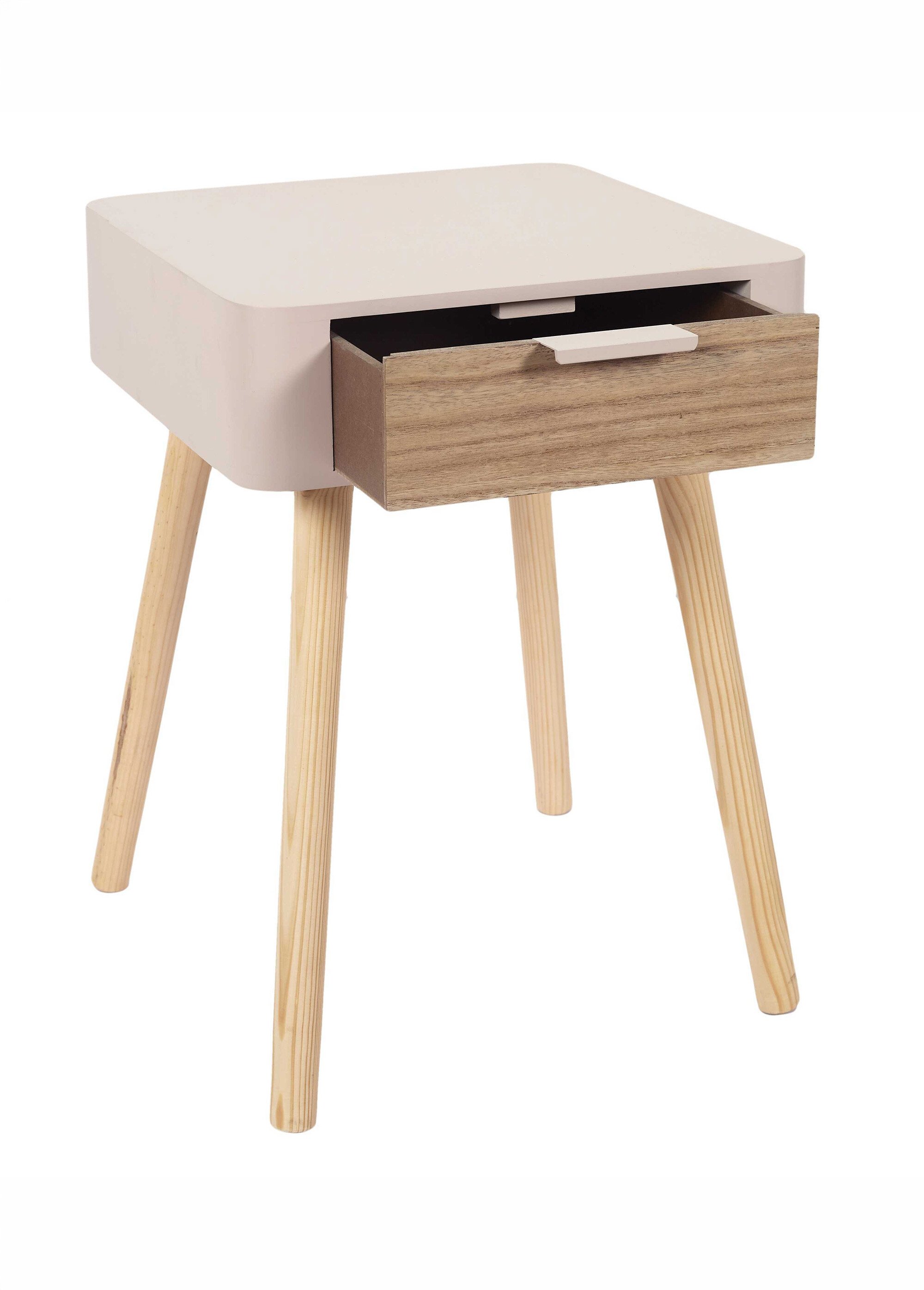 Chevet 1 tiroir, pieds compas bois clair ROSE CMP-HD7334 DE1