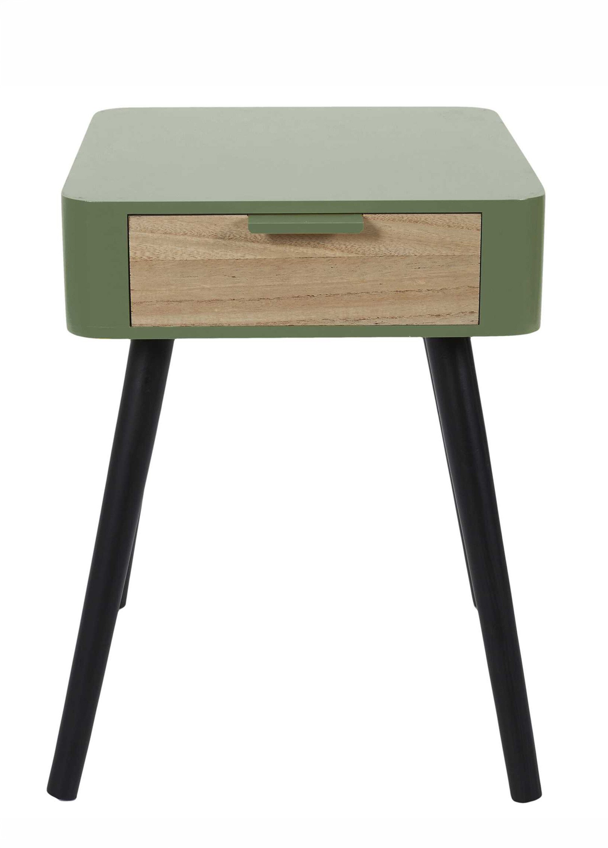 Chevet 1 tiroir, pieds compas en bois VERT CMP-HD7338 DE1