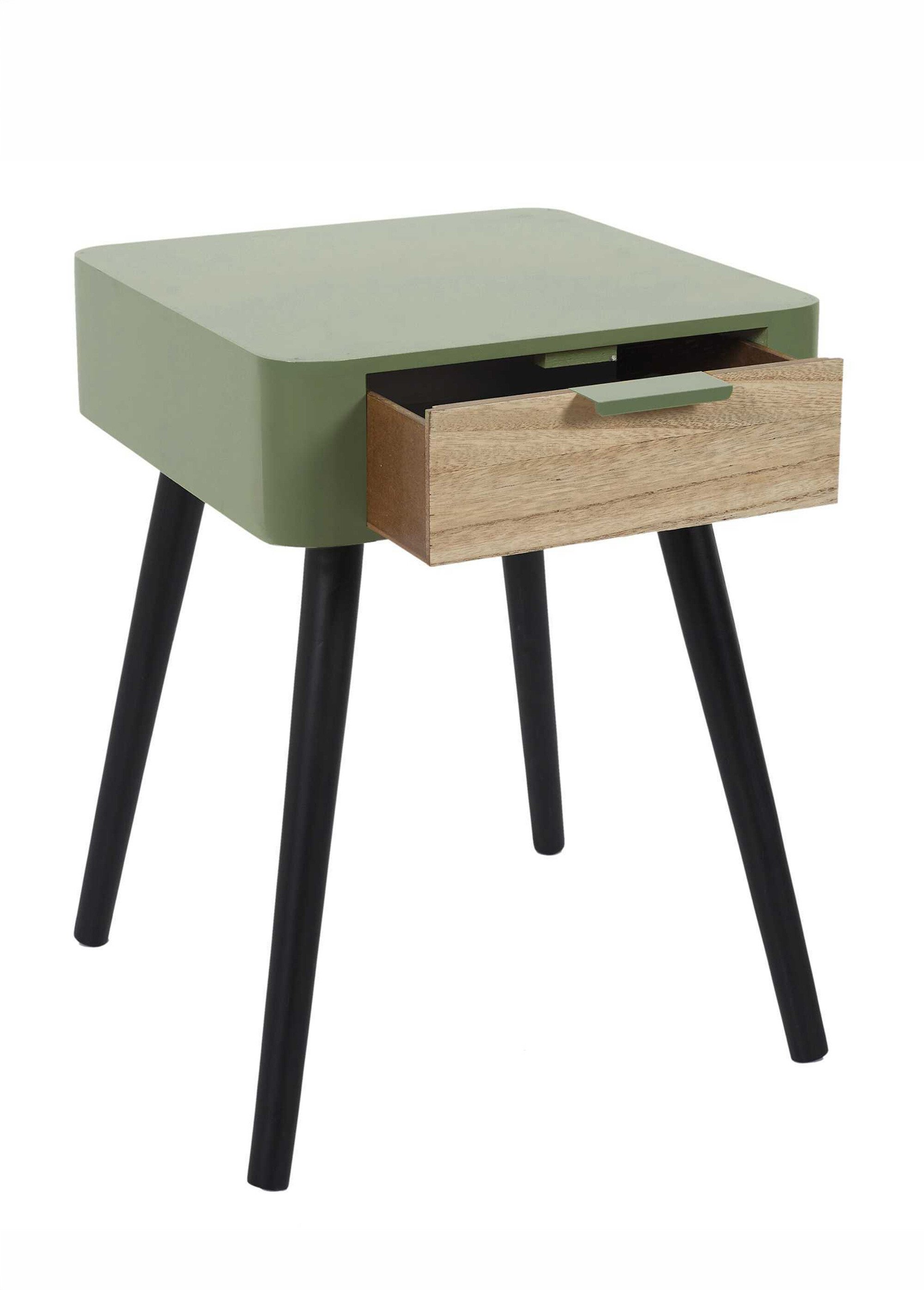 Chevet 1 tiroir, pieds compas en bois VERT CMP-HD7338 DE2