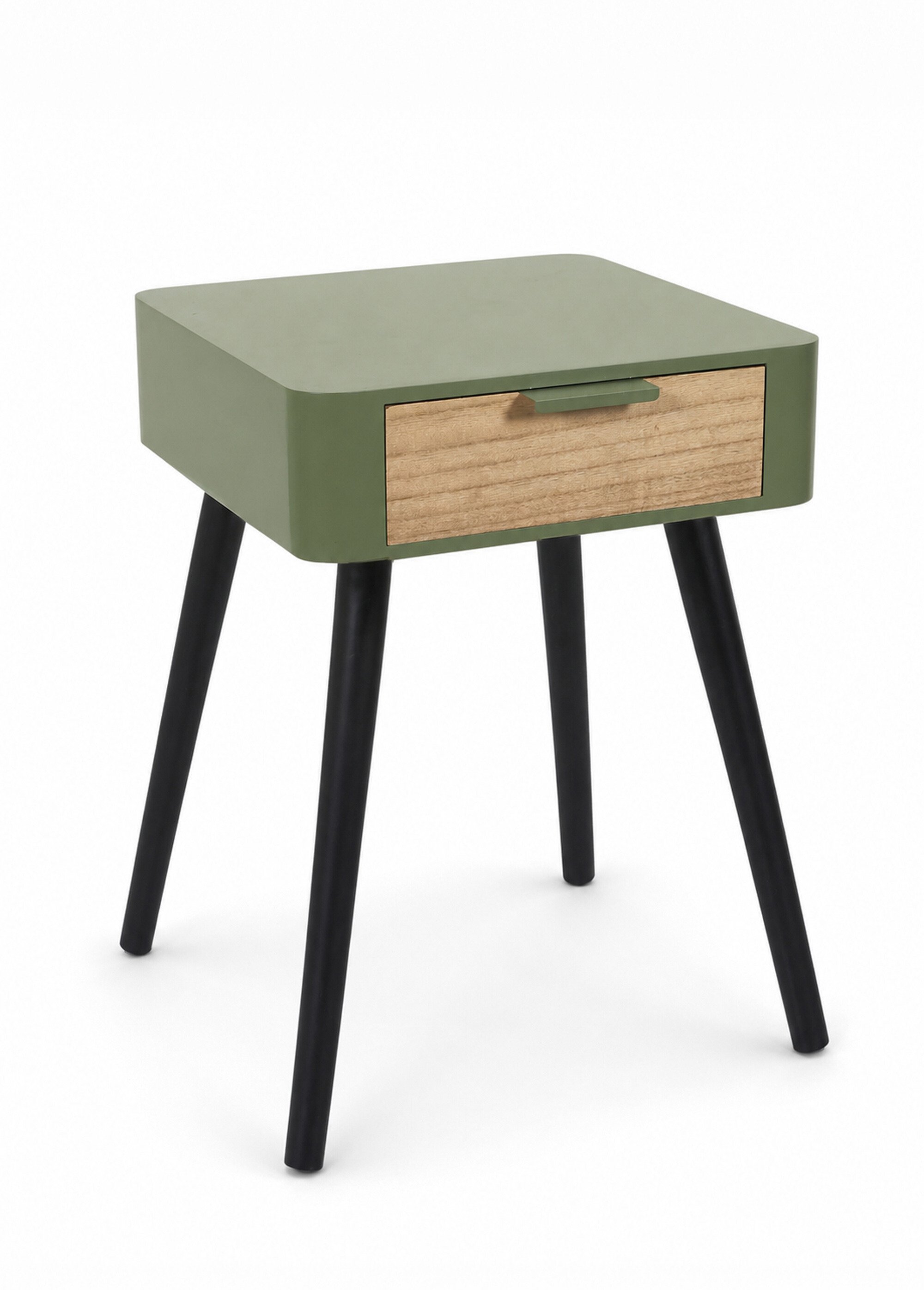 Chevet 1 tiroir, pieds compas en bois VERT CMP-HD7338 FA1