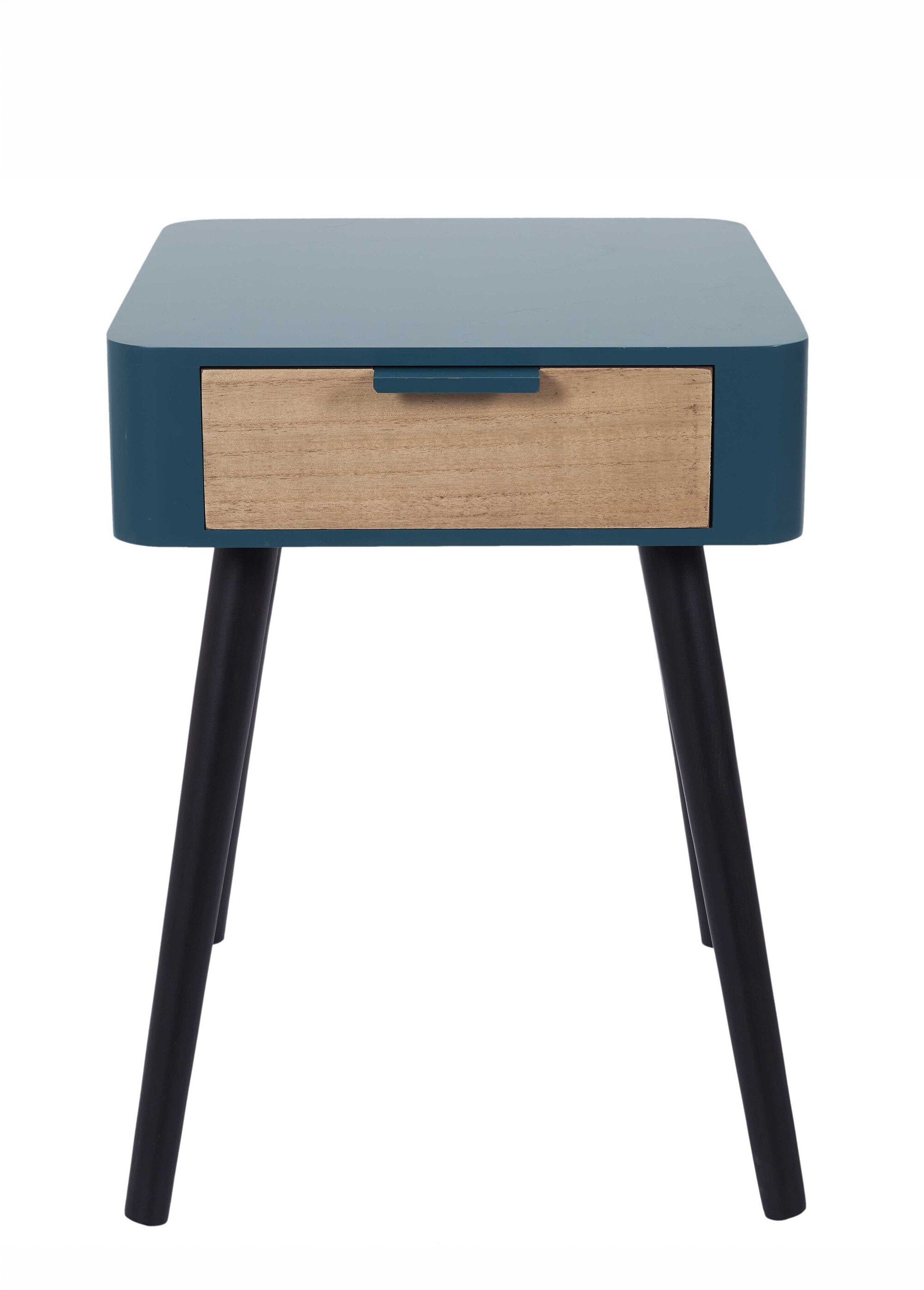 Chevet 1 tiroir, pieds compas en bois BLEU CMP-HD7338 DE1