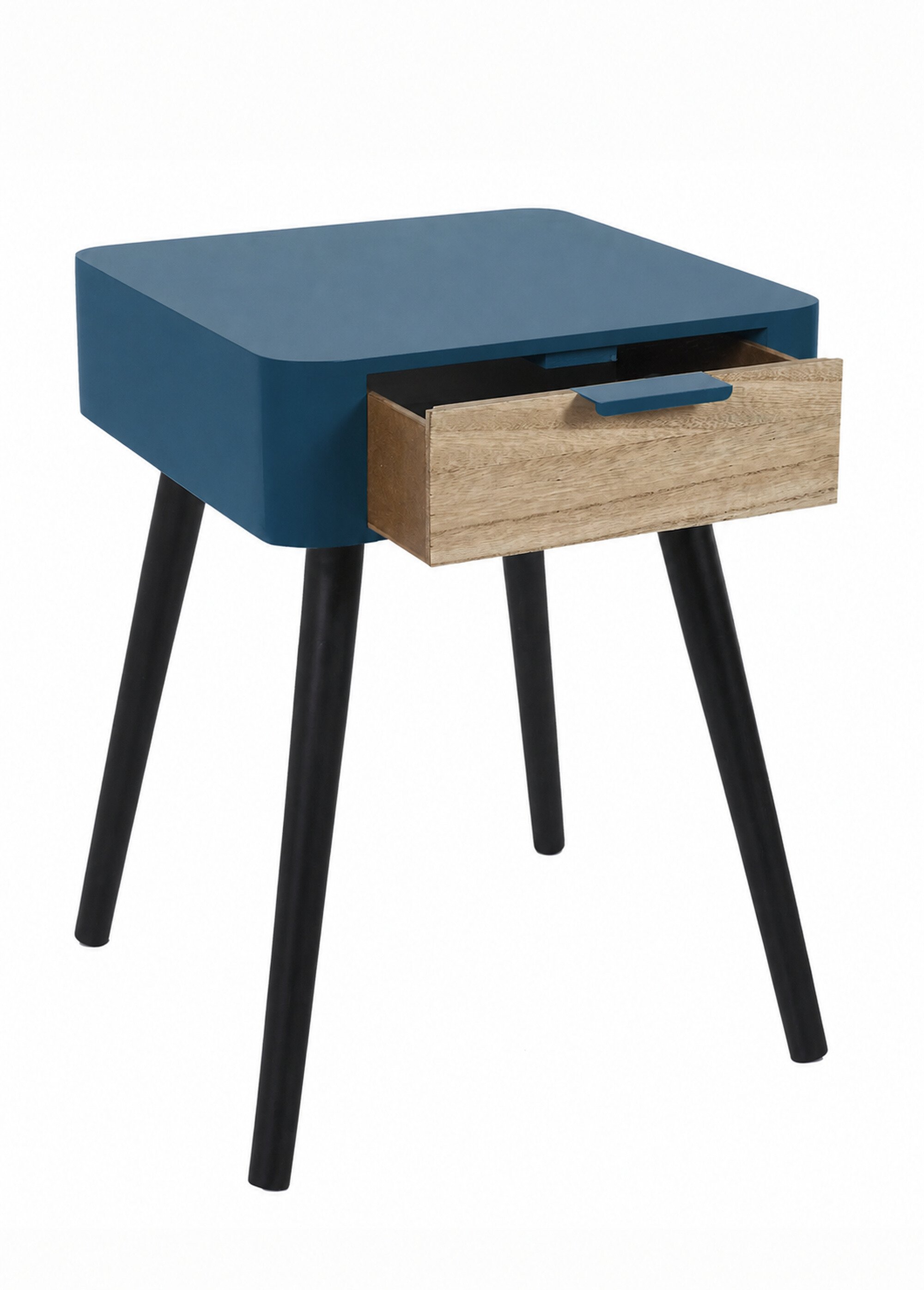 Chevet 1 tiroir, pieds compas en bois BLEU CMP-HD7338 DE2