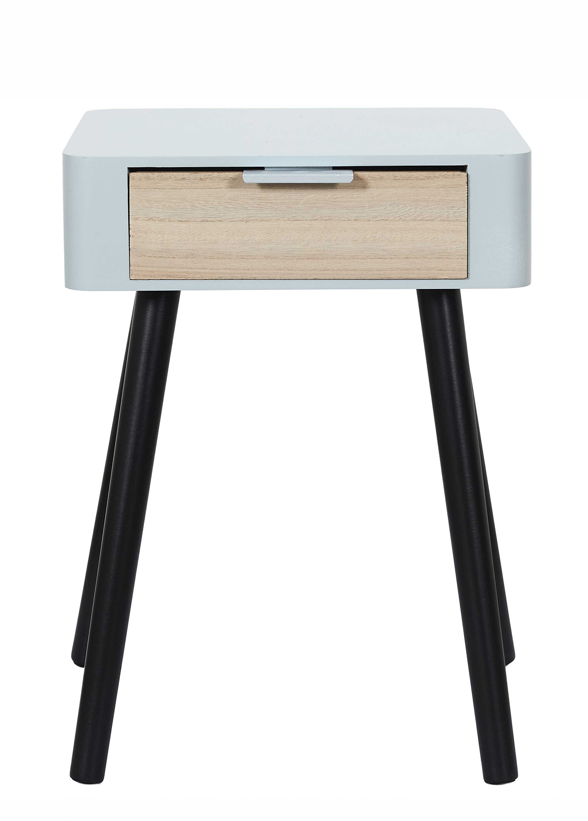 Chevet 1 tiroir, pieds compas en bois BLEU CMP-HD7338 DE1