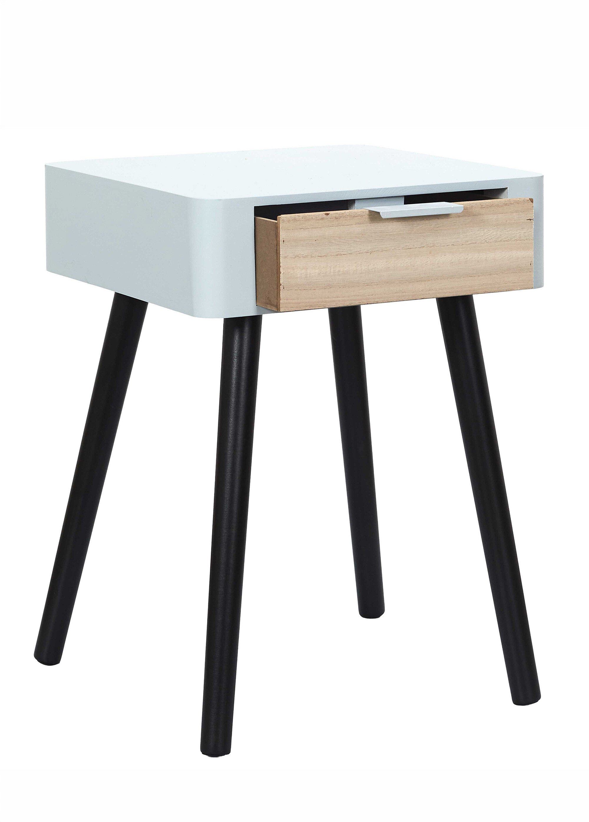 Chevet 1 tiroir, pieds compas en bois BLEU CMP-HD7338 DE2