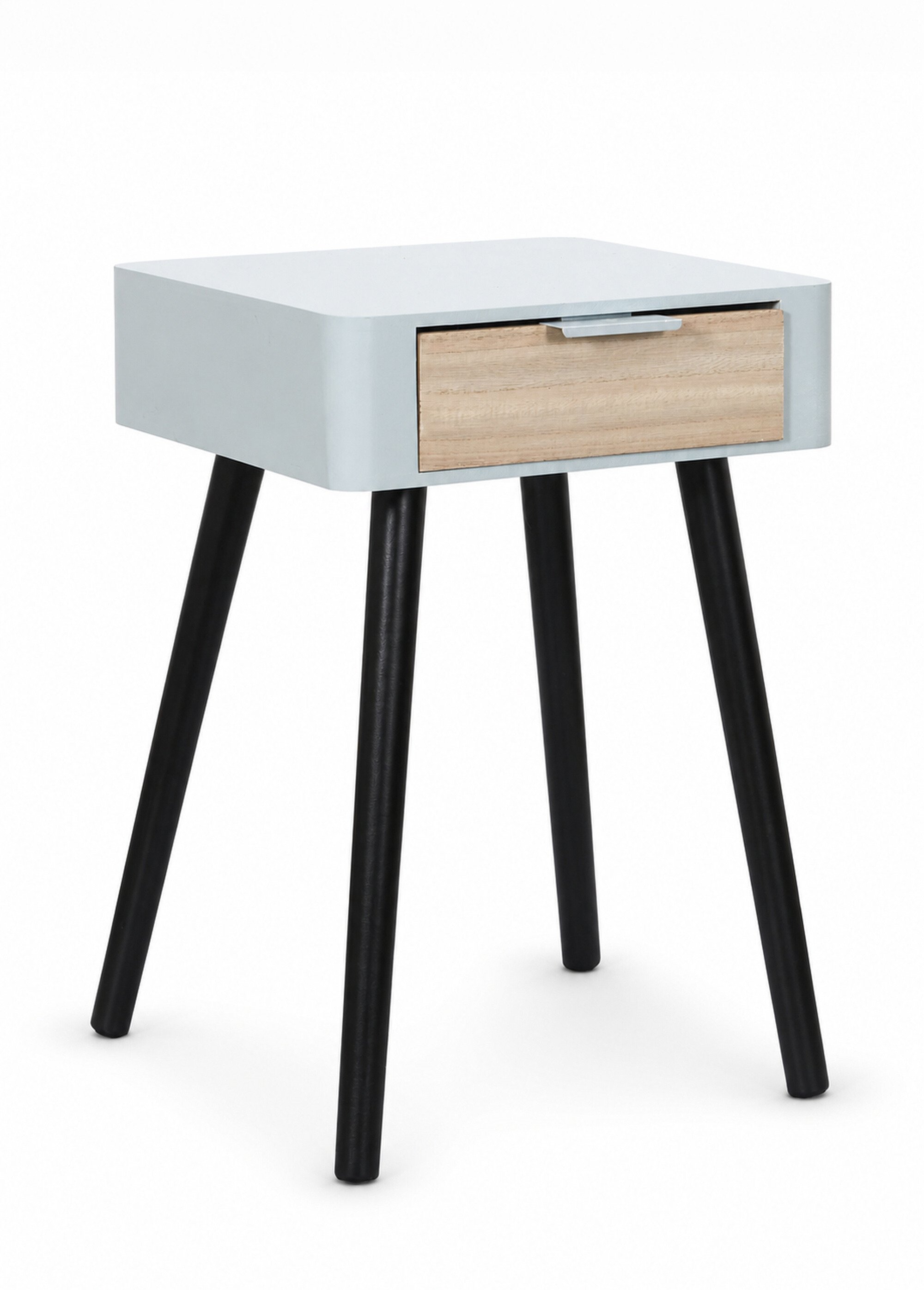 Chevet 1 tiroir, pieds compas en bois BLEU CMP-HD7338 FA1