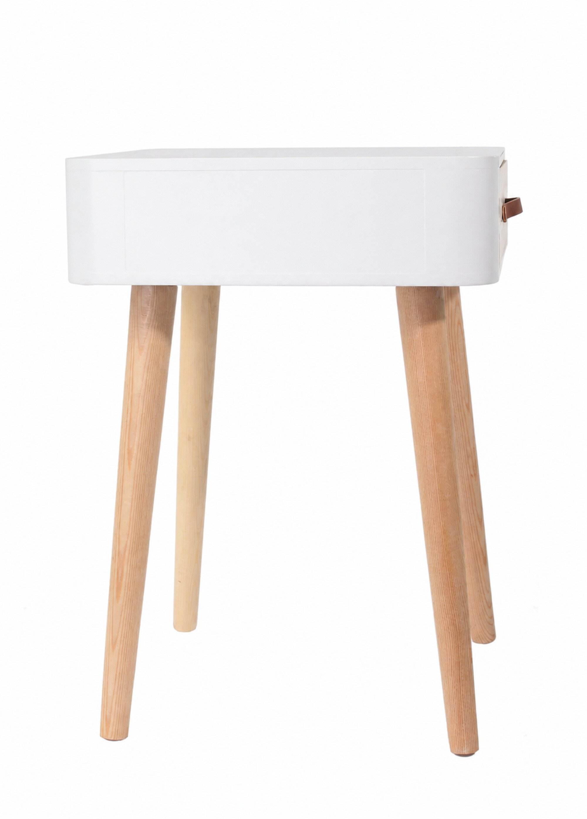 Chevet 1 tiroir, poignée façon cuir BLANC CMP-HD3739 DR1