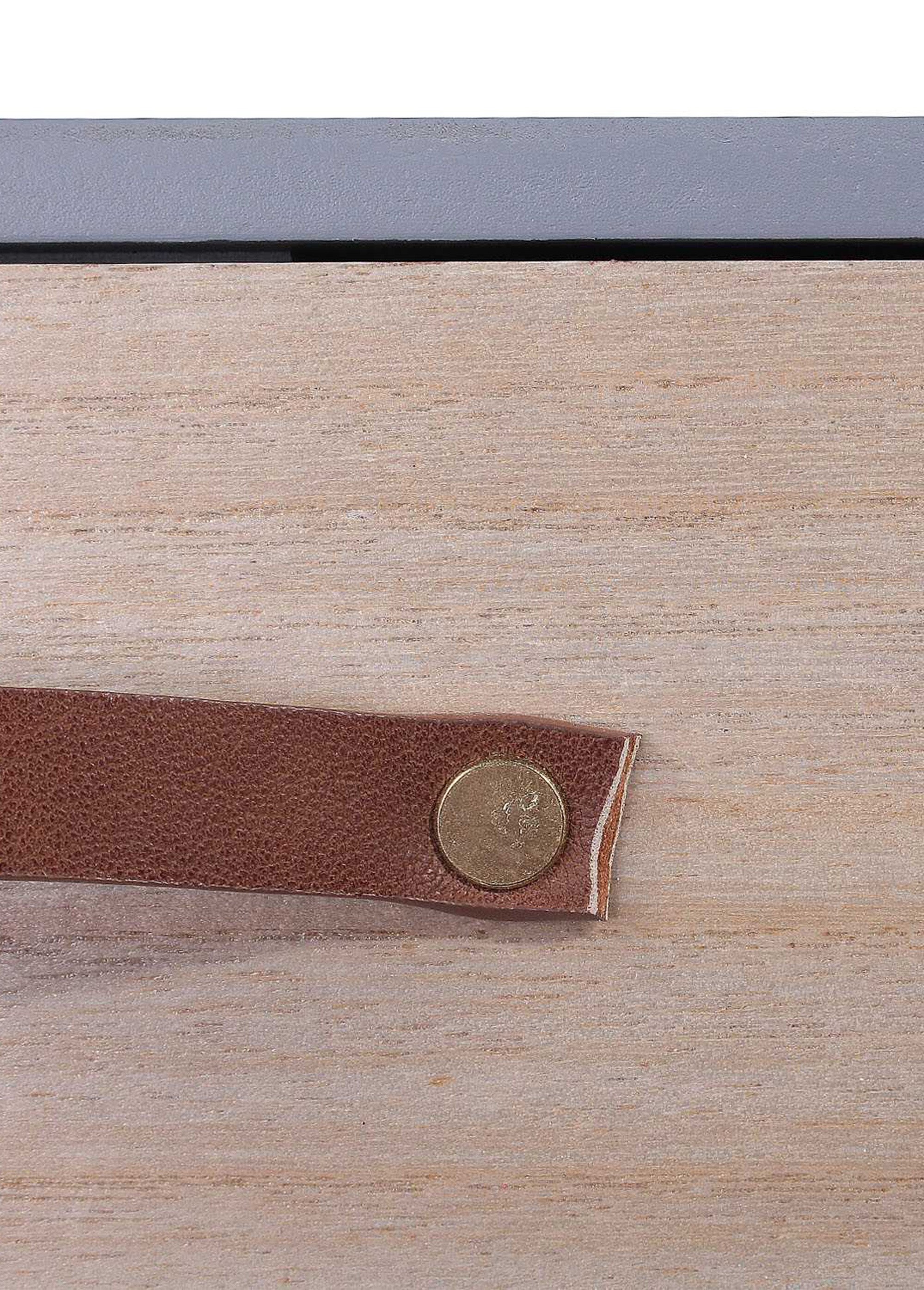 Chevet 1 tiroir, poignée façon cuir GRIS CMP-HD3739 DE3