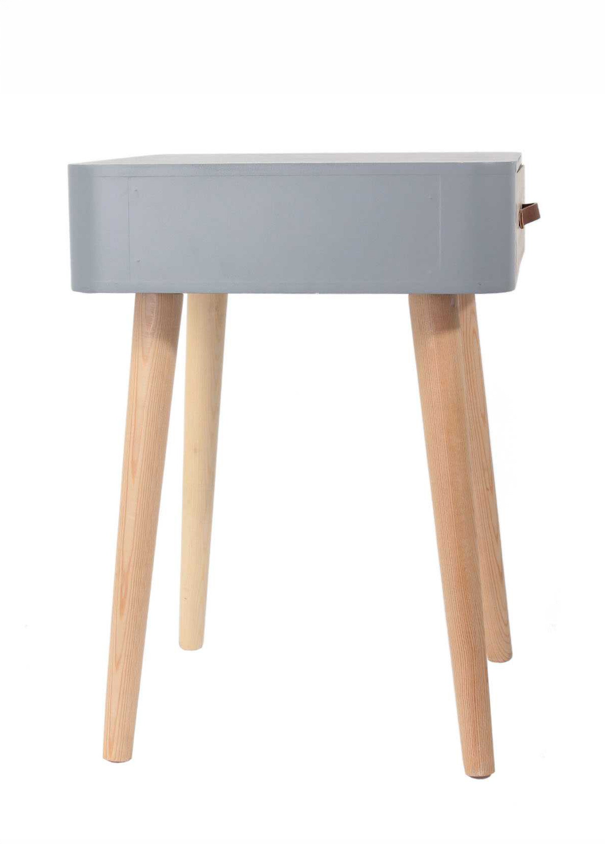 Chevet 1 tiroir, poignée façon cuir GRIS CMP-HD3739 DR1