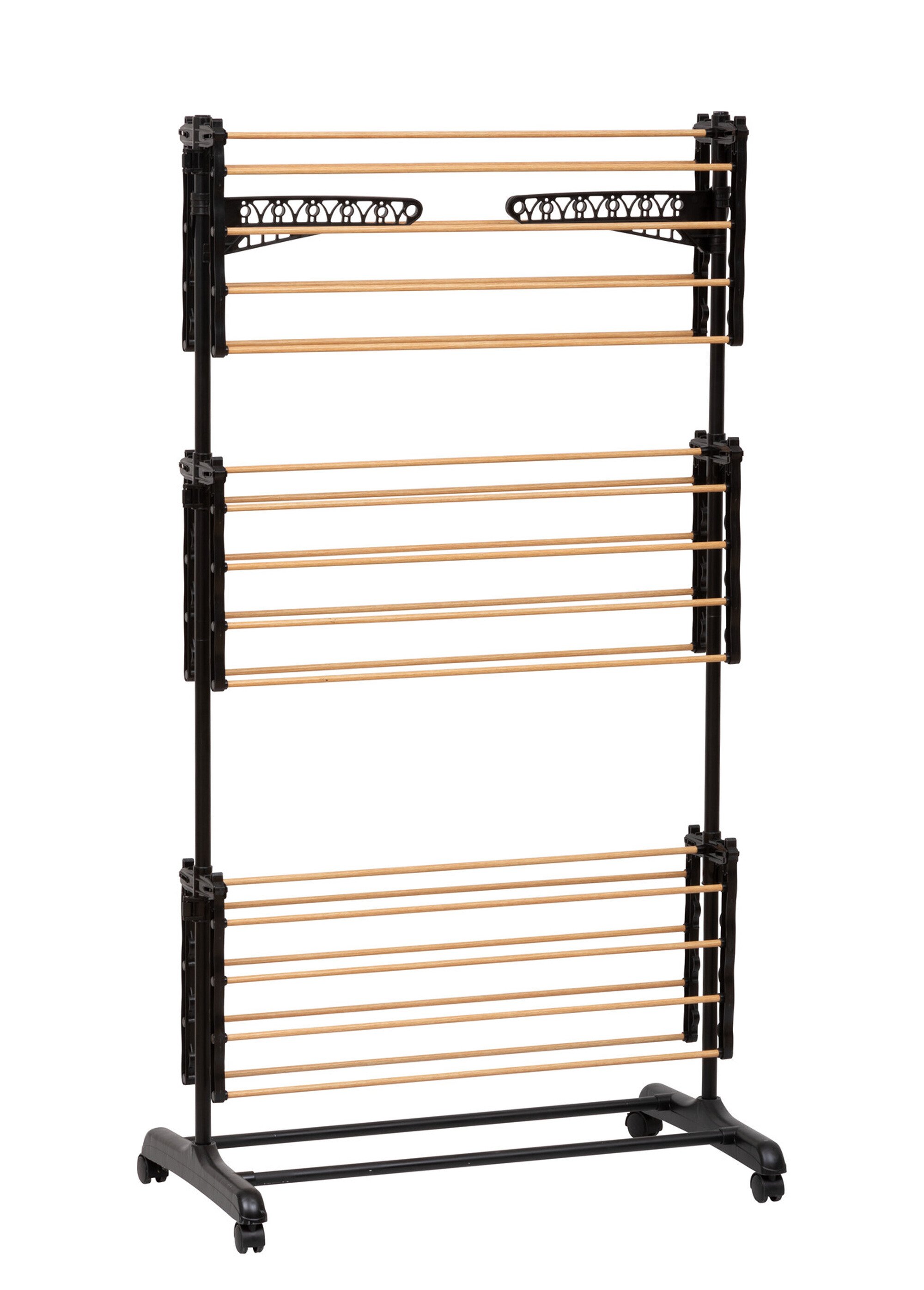 Etendoir à linge tour sur roulettes, 25m Noir JJA-202475 DE2