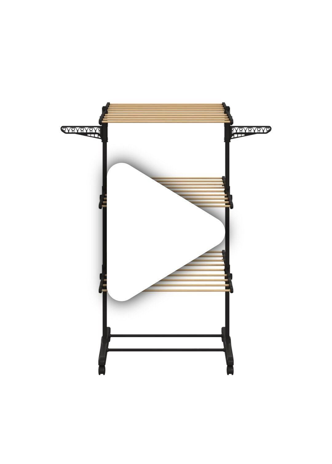 Etendoir à linge tour sur roulettes, 25m Noir JJA-202475 VI1