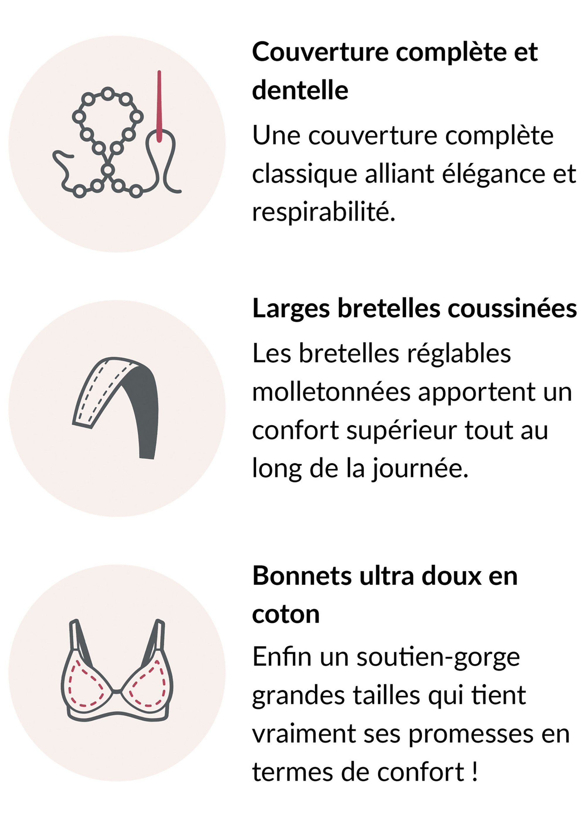 Soutien-gorge MagicLift Grand Maintien Coton Sans Armatures Spécial Grandes Tailles n°1001 Femme Grande Taille Blanc 1001 DE4