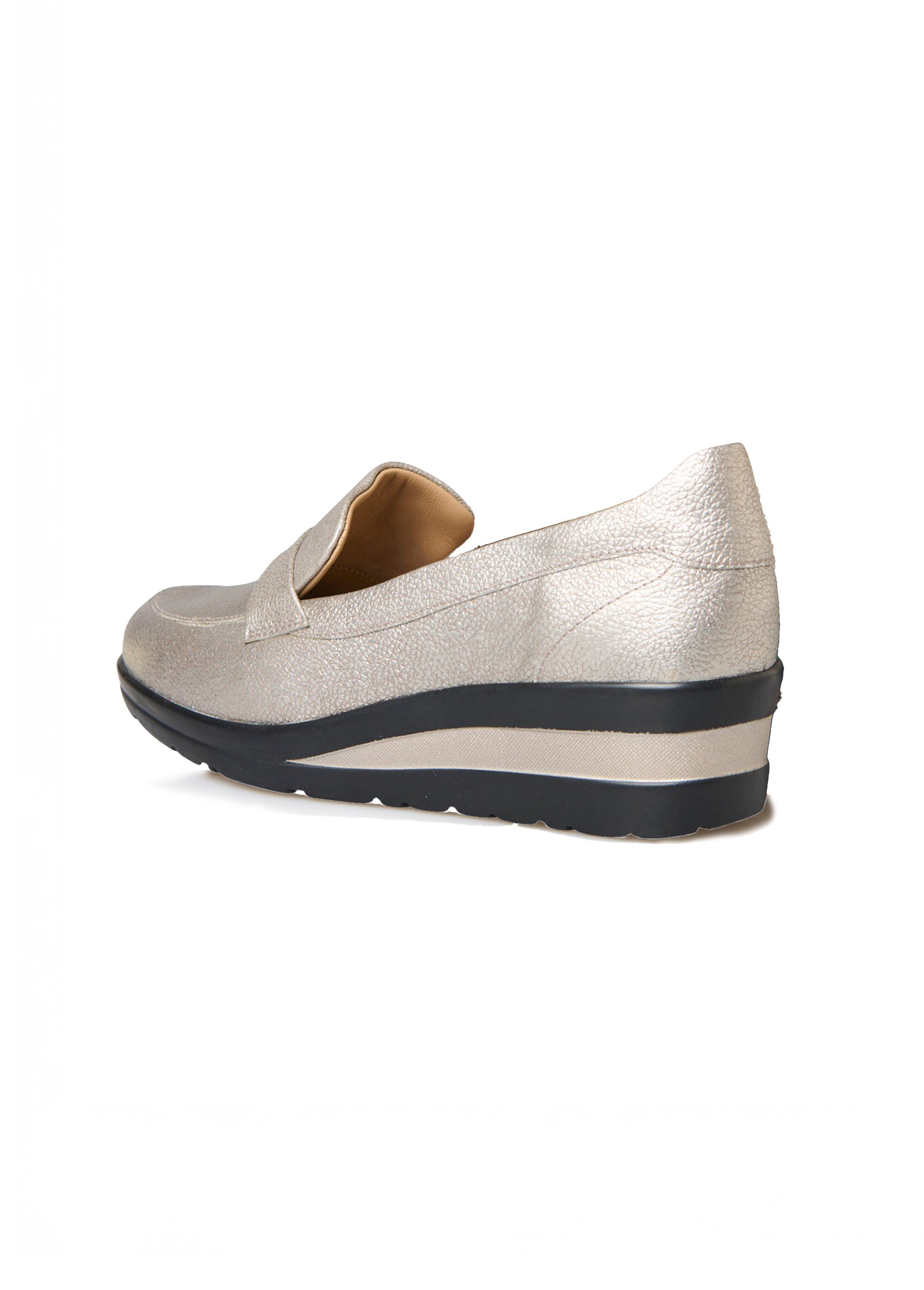Mocassins métallisés semelle compensée Femme Marron PED2012525 DO1