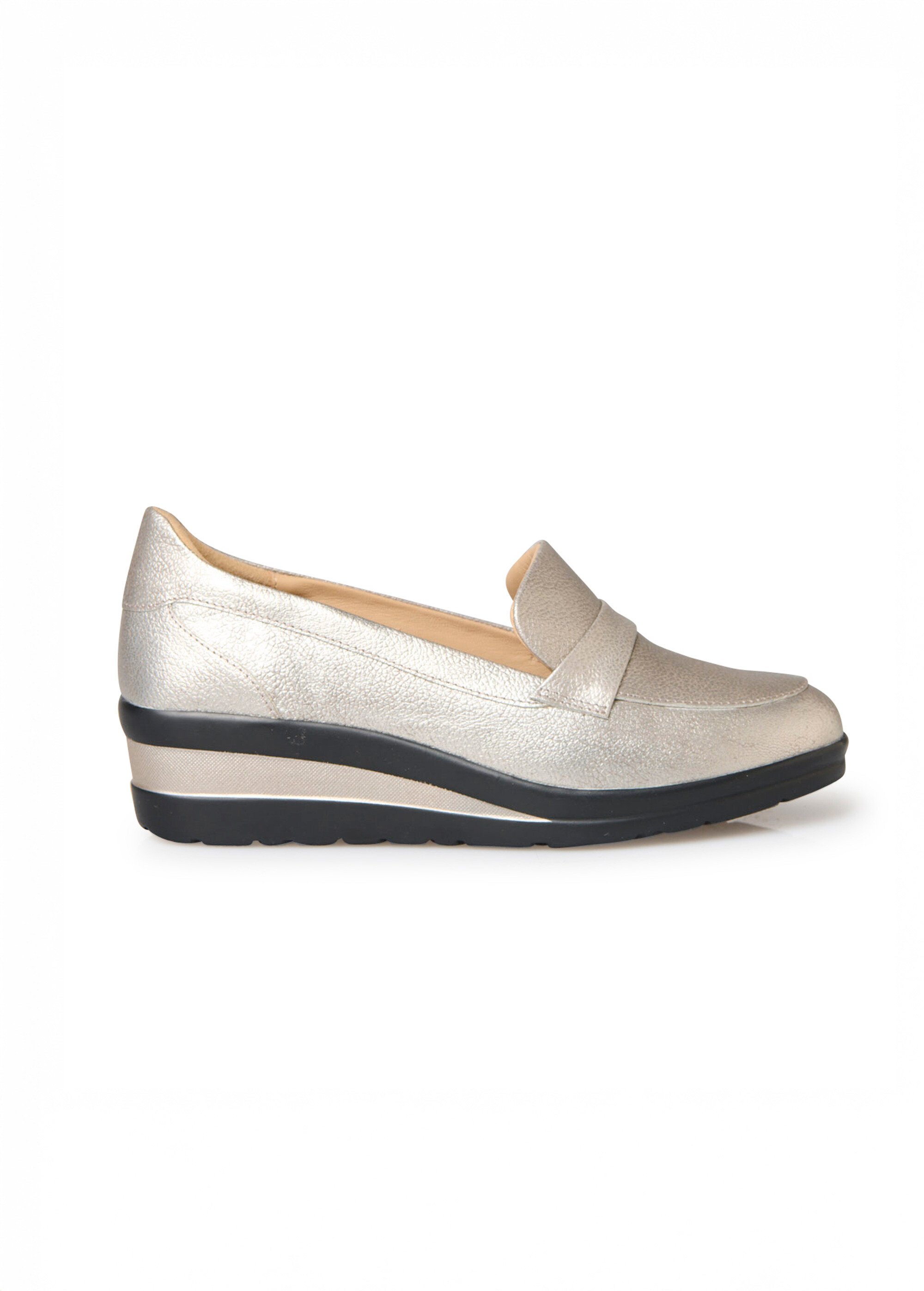 Mocassins métallisés semelle compensée Femme Marron PED2012525 DR1
