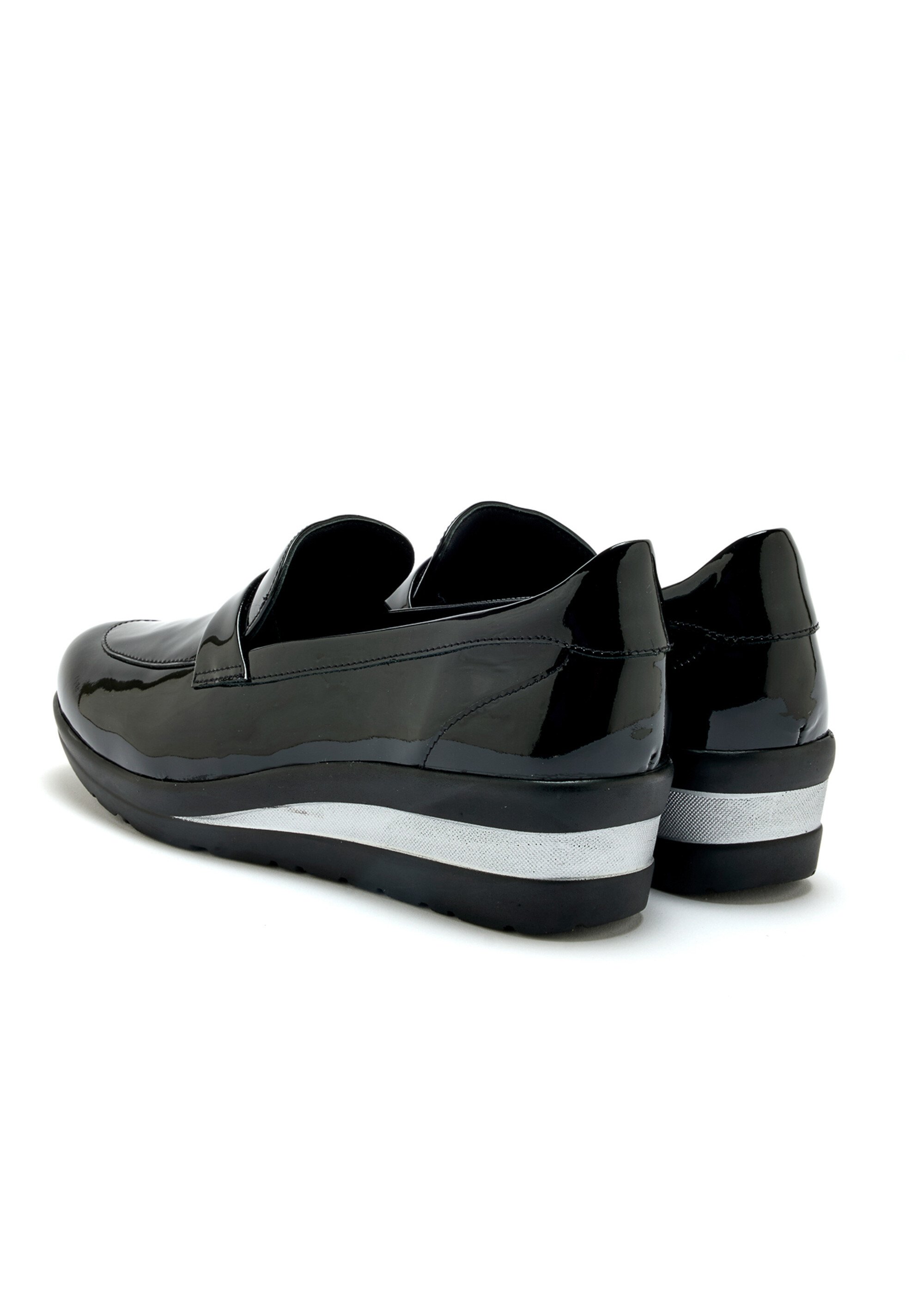 Mocassins métallisés semelle compensée Femme Noir PED2012525 DO1