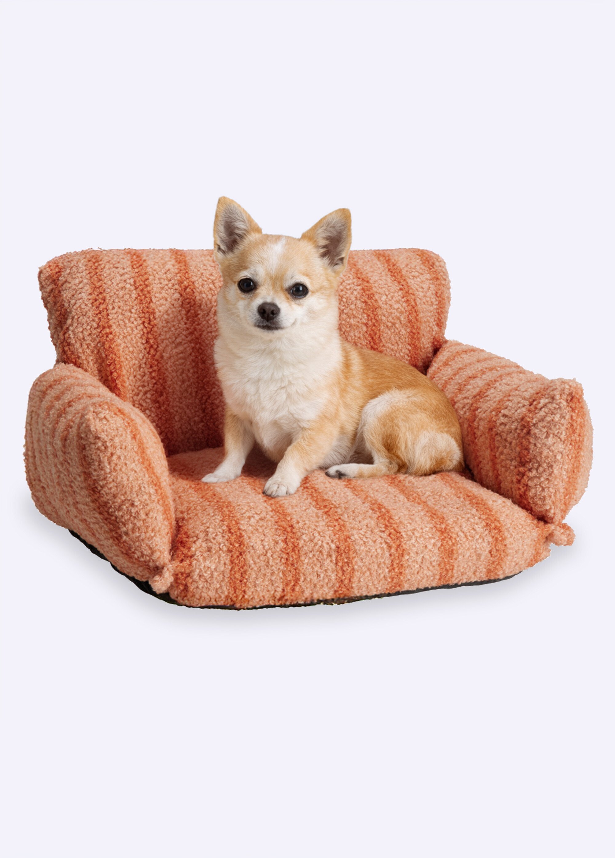 Panier rayé pour animal, façon canapé ORANGE KP-PET000040 FA1