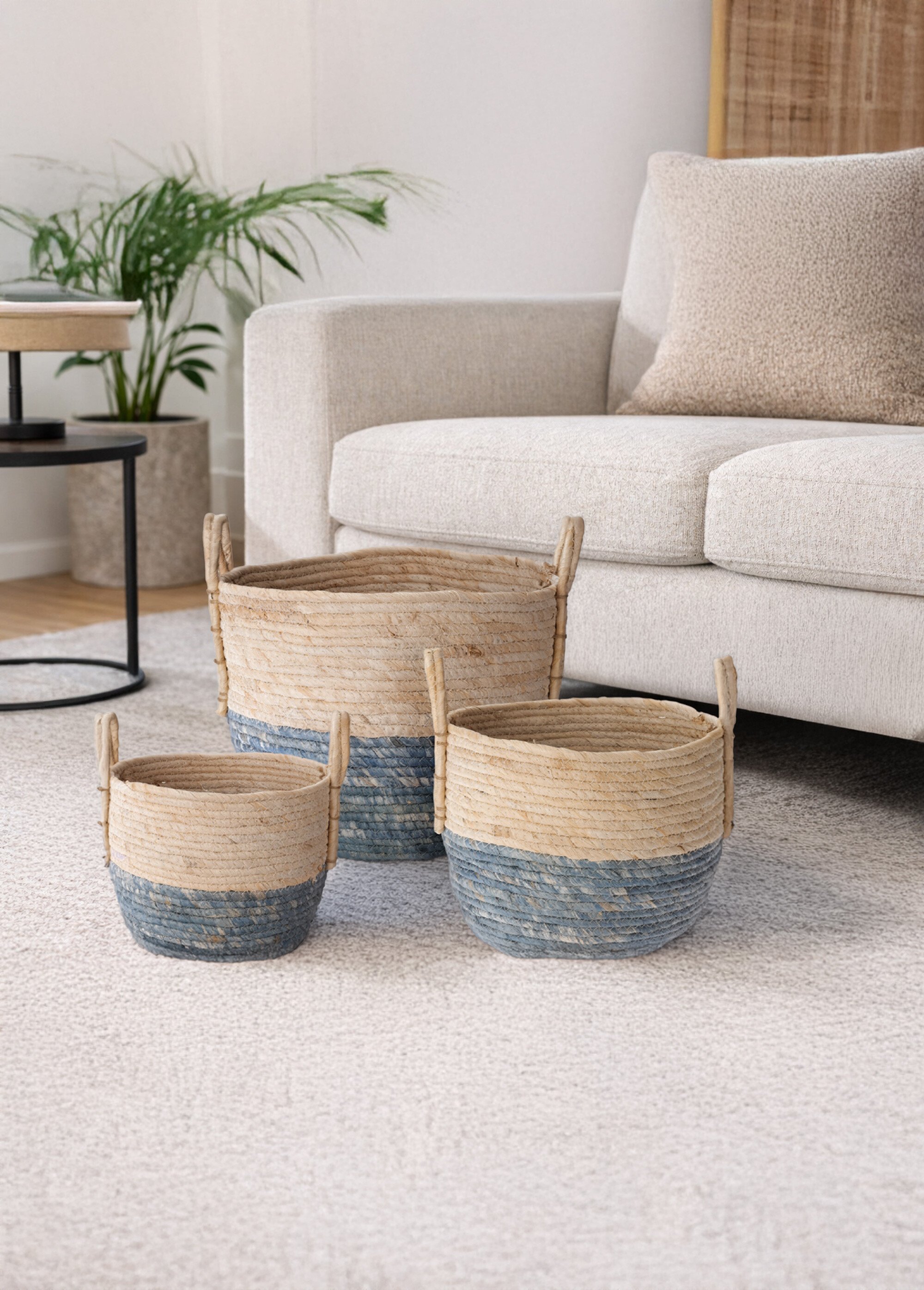 Paniers assortis en corde avec poignées Beige KP-KR2004370 SI1