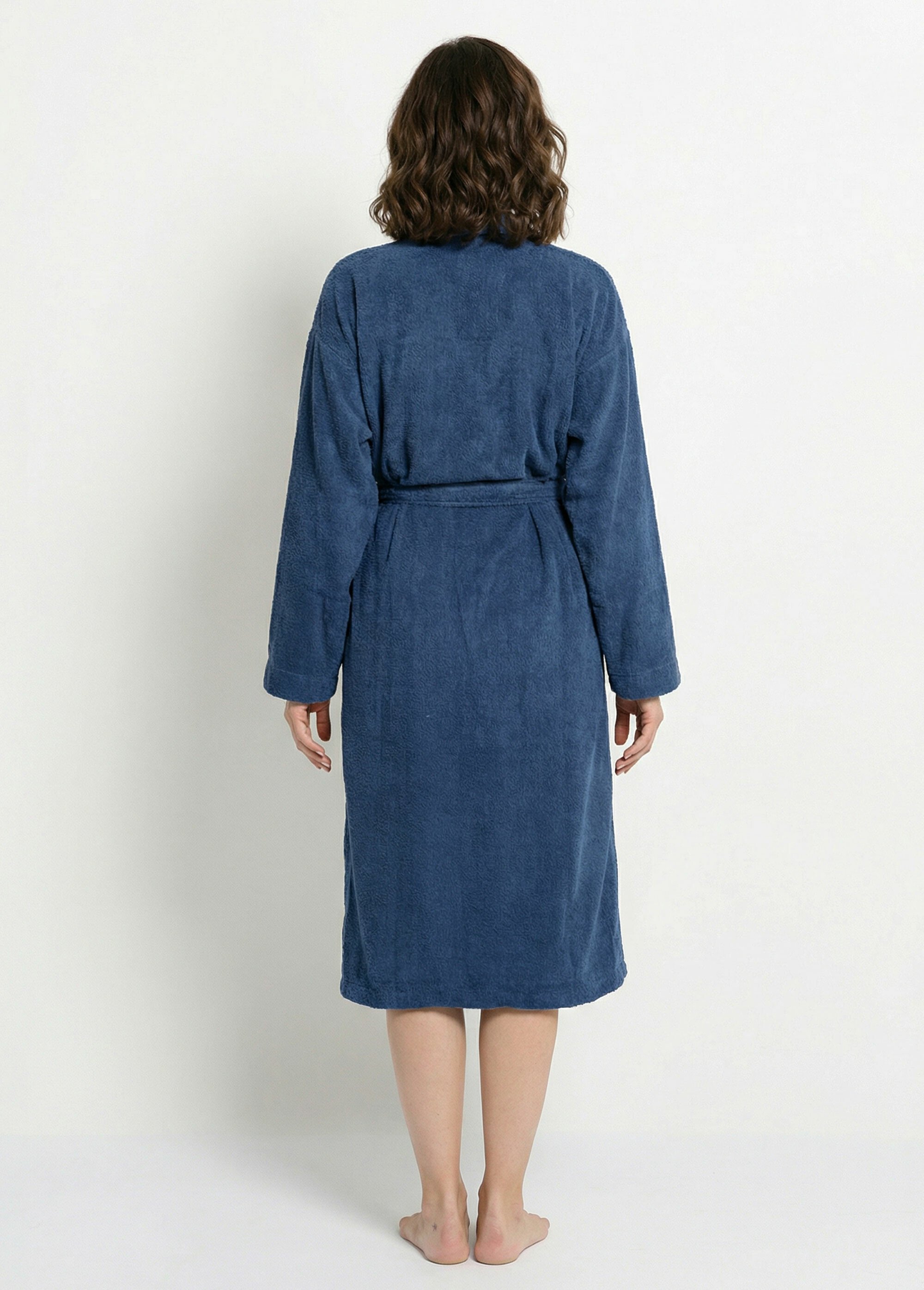 Peignoir éponge, ceinture + col châle