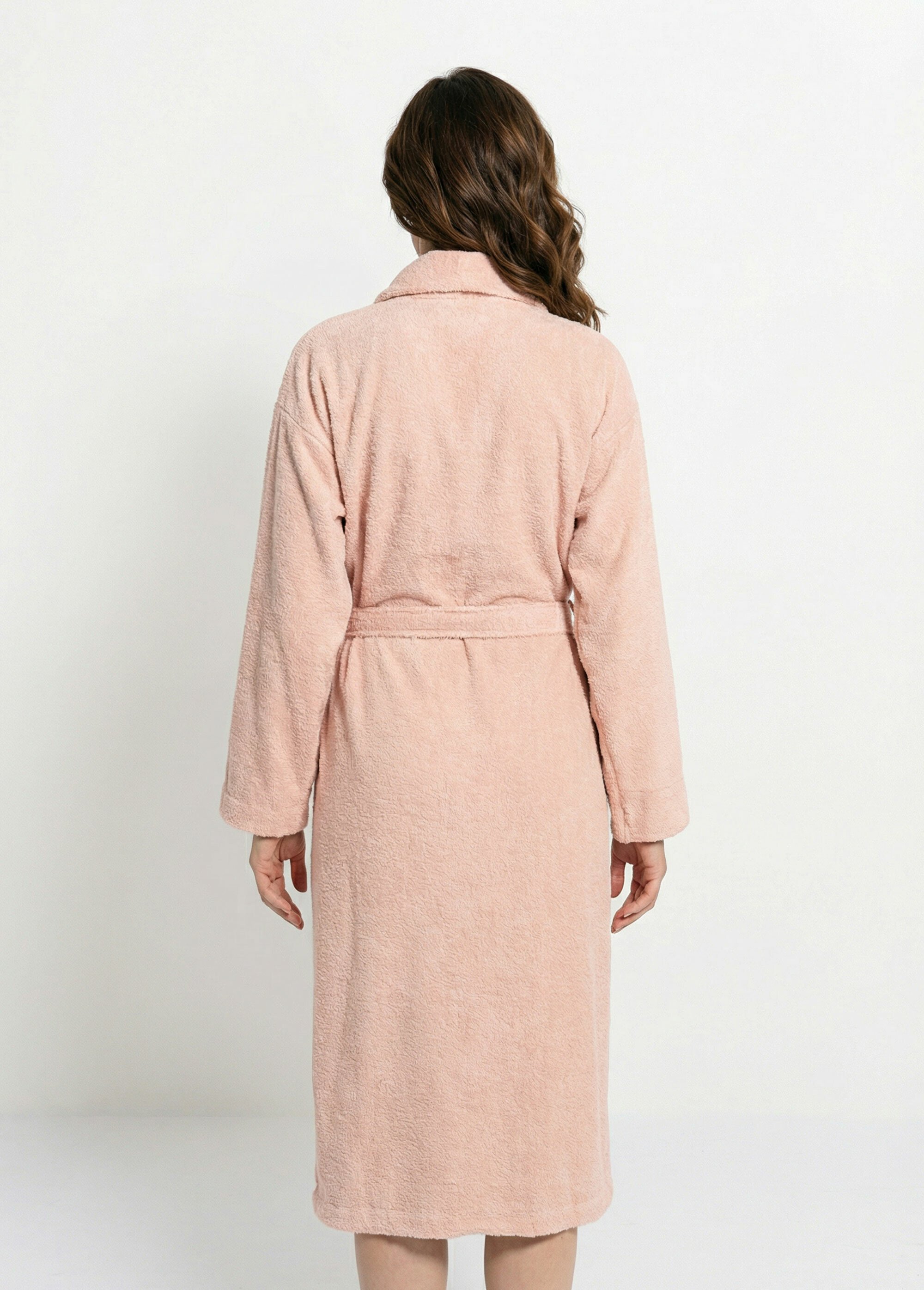 Peignoir éponge, ceinture + col châle Rose TIS-LINDU DO1