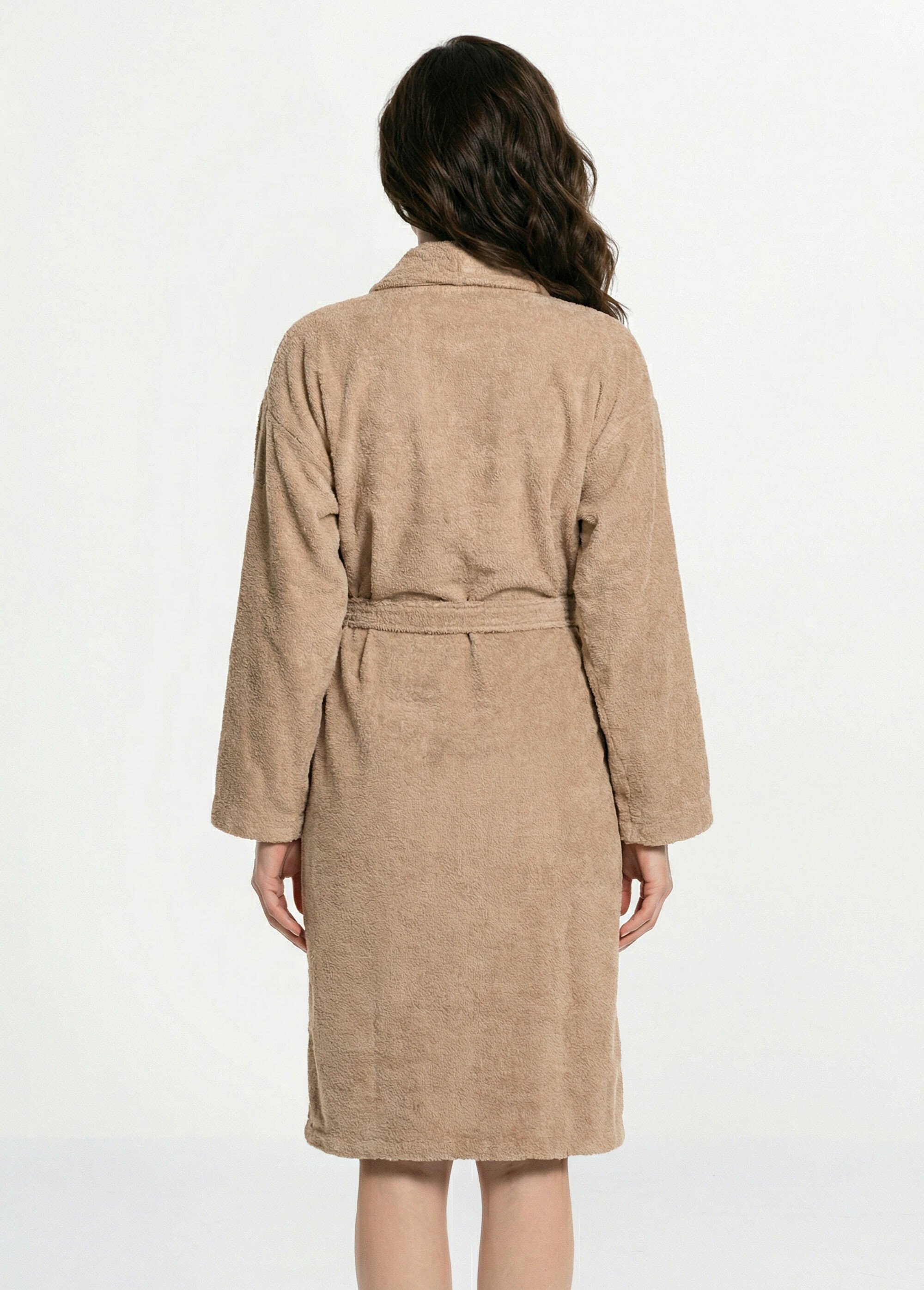 Peignoir éponge, ceinture + col châle