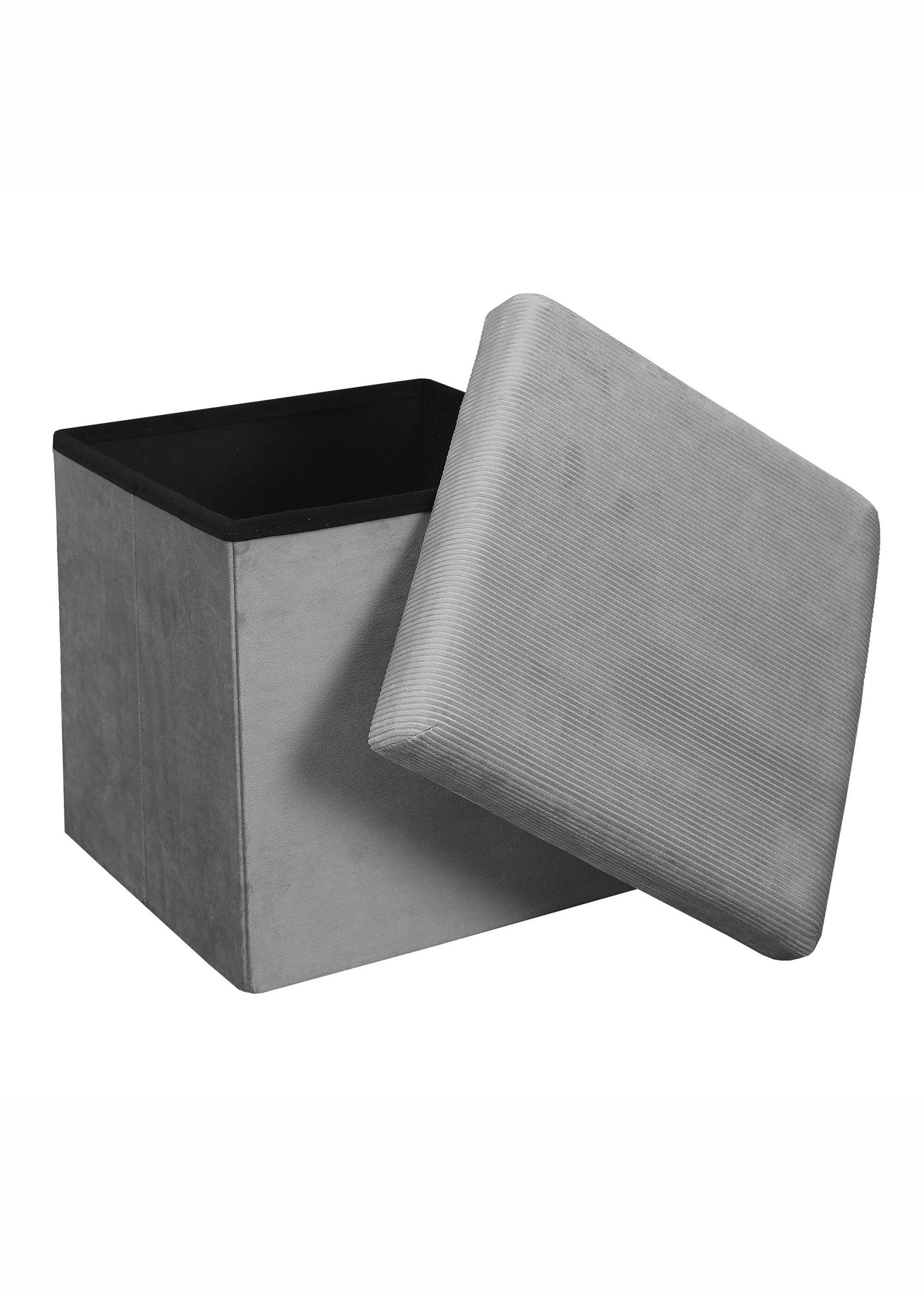 Pouf coffre en velours cotelé GIULIA GRIS CMP-HD6810 DE1