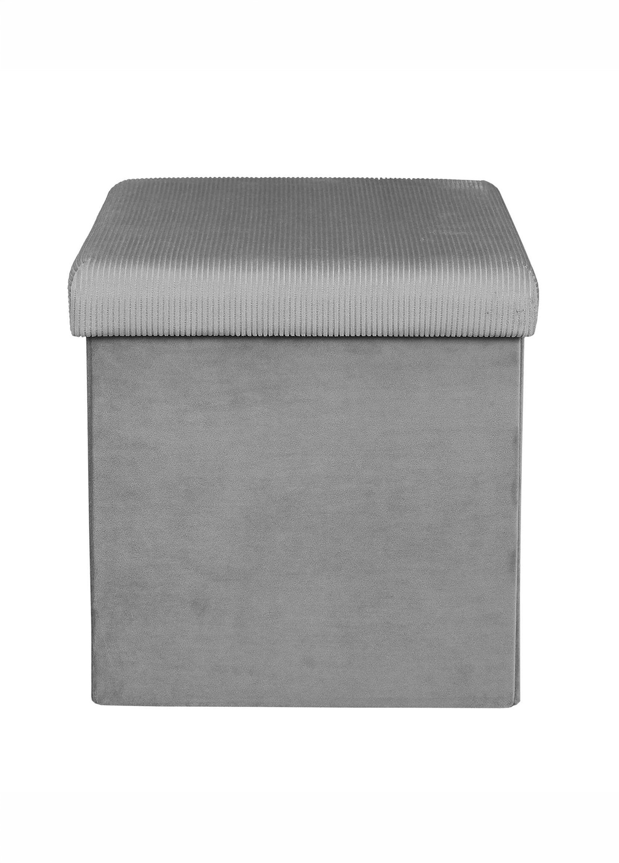 Pouf coffre en velours cotelé GIULIA GRIS CMP-HD6810 DE2