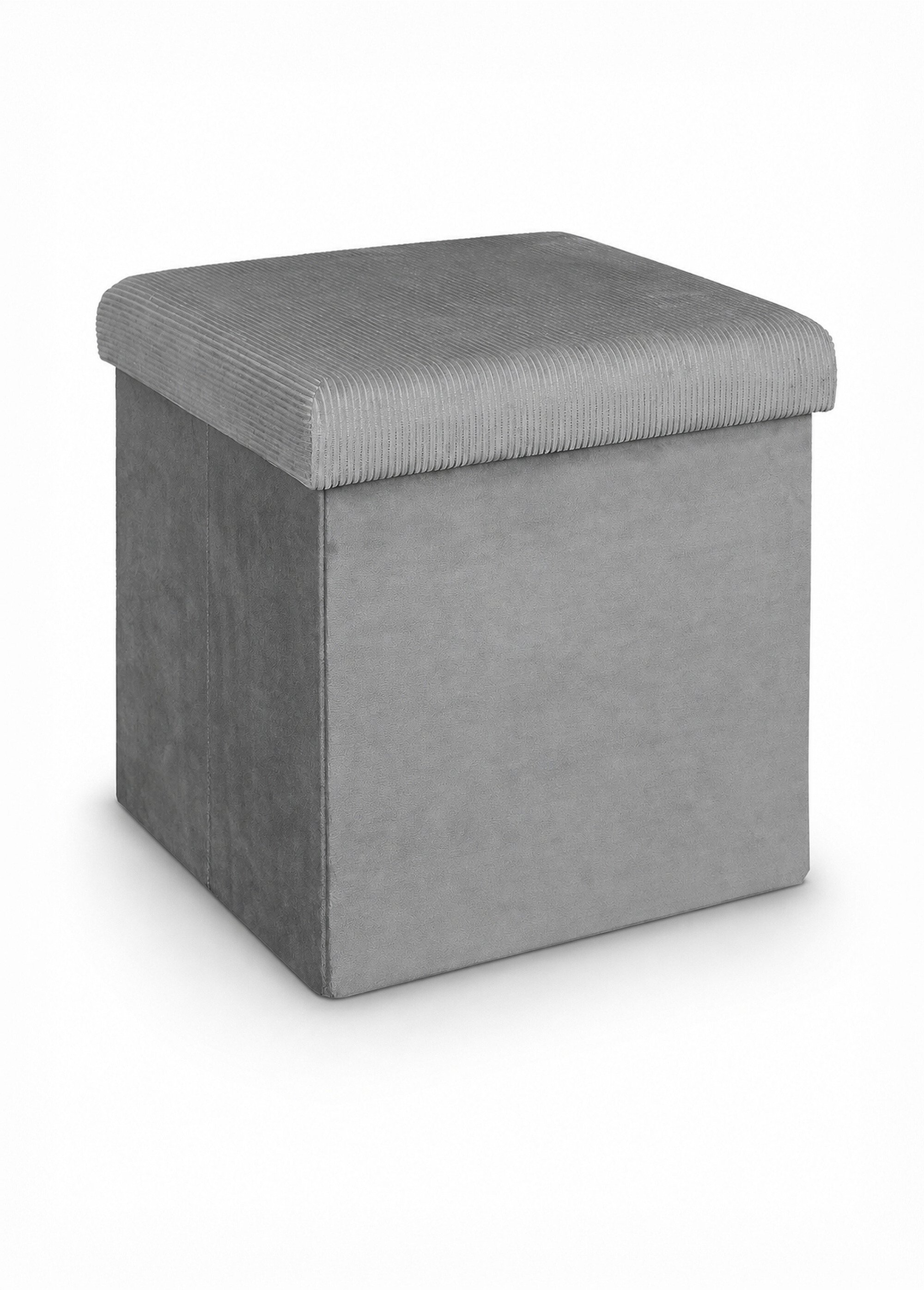 Pouf coffre en velours cotelé GIULIA GRIS CMP-HD6810 FA1