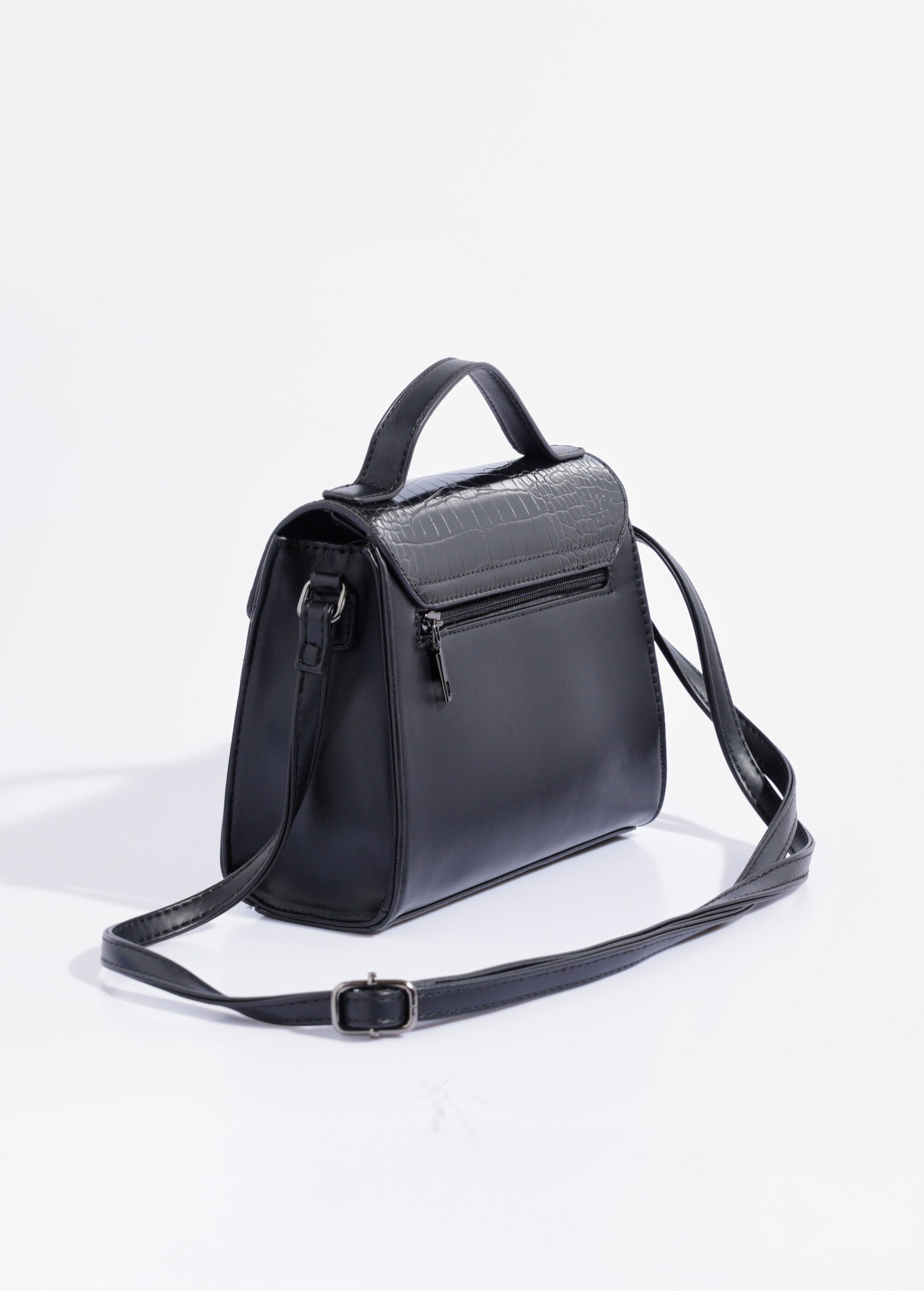 Sac à main aspect reptile, poignée courte Femme Noir BAG-M-0003 DO1
