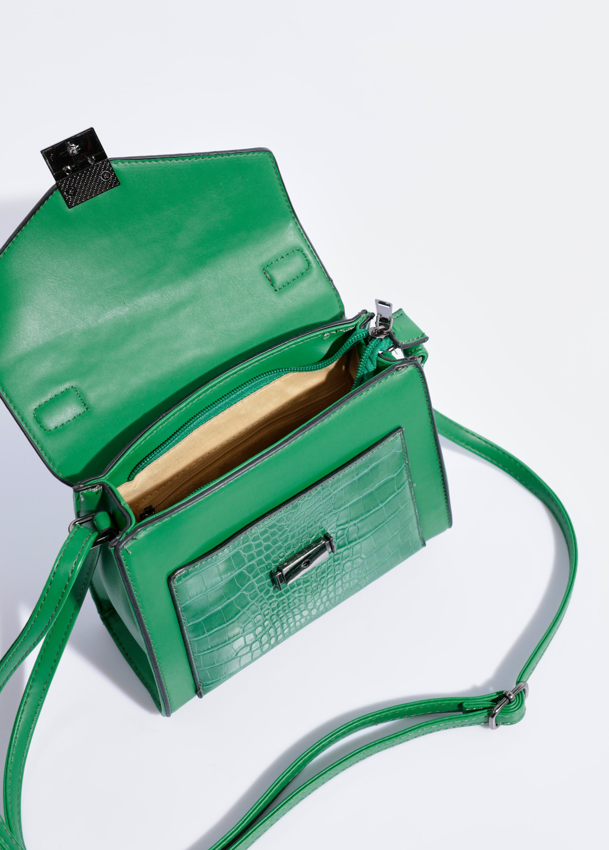 Sac à main aspect reptile, poignée courte Femme Vert BAG-M-0003 DE1