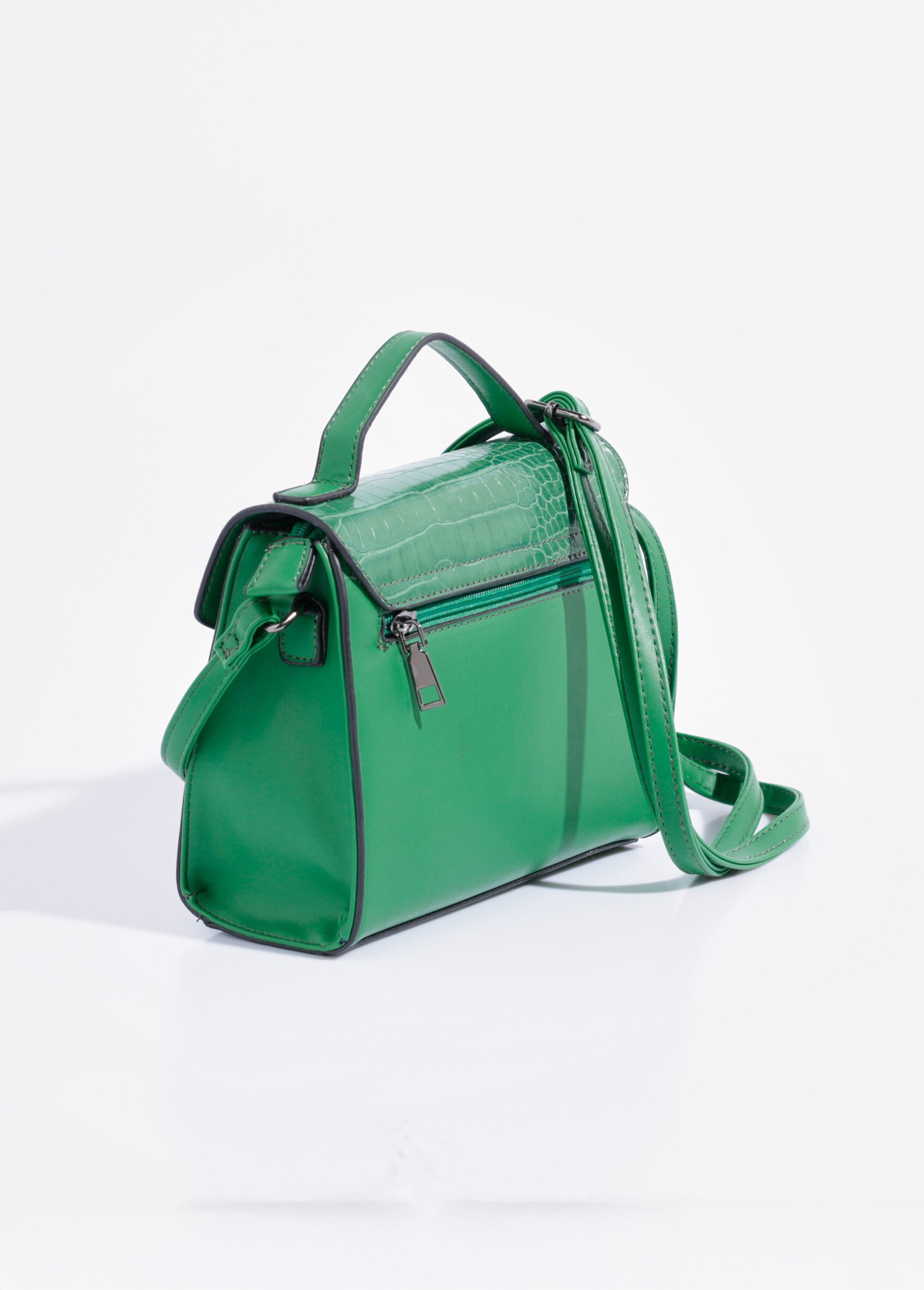 Sac à main aspect reptile, poignée courte Femme Vert BAG-M-0003 DO1