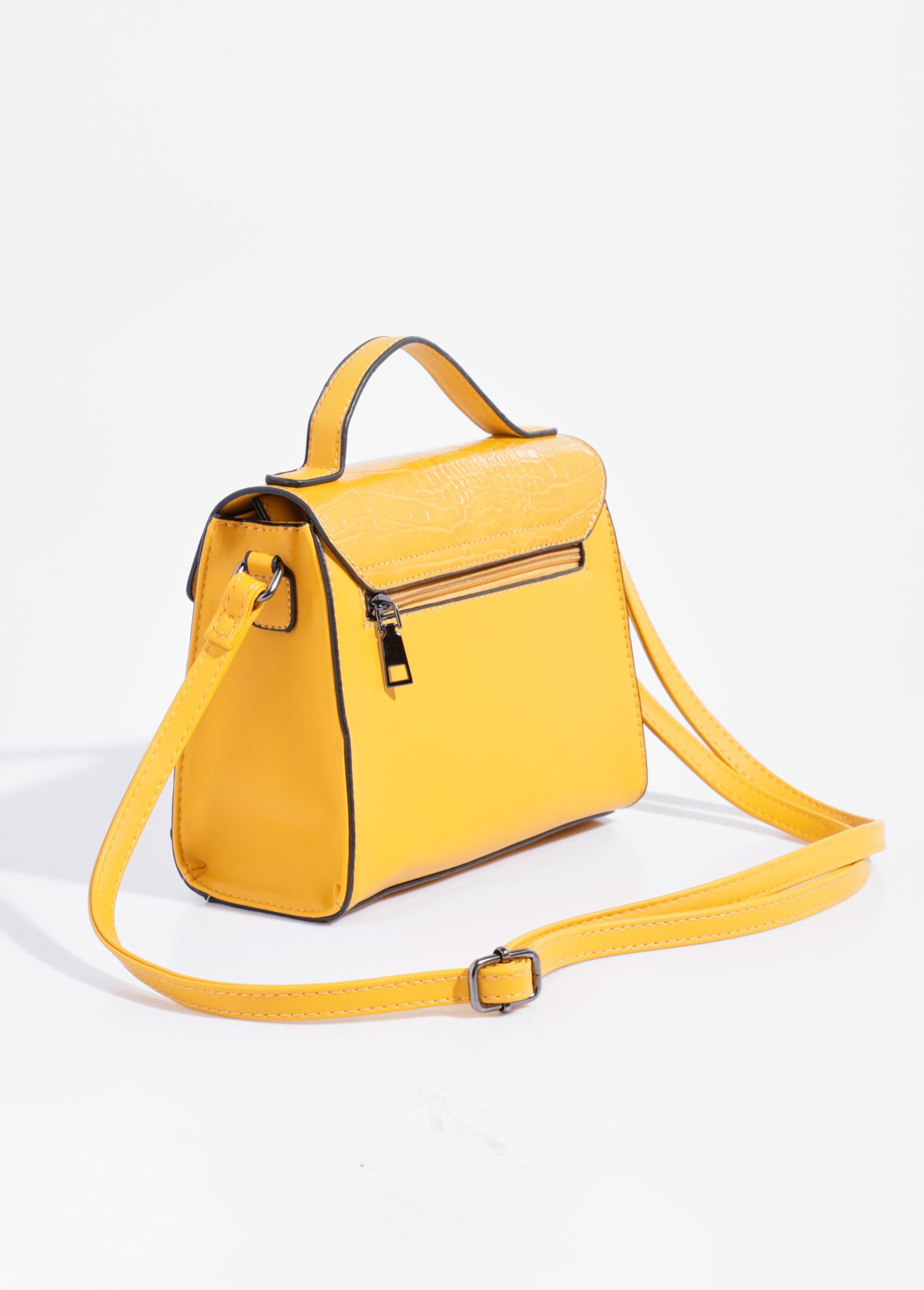 Sac à main aspect reptile, poignée courte Femme Jaune BAG-M-0003 DO1