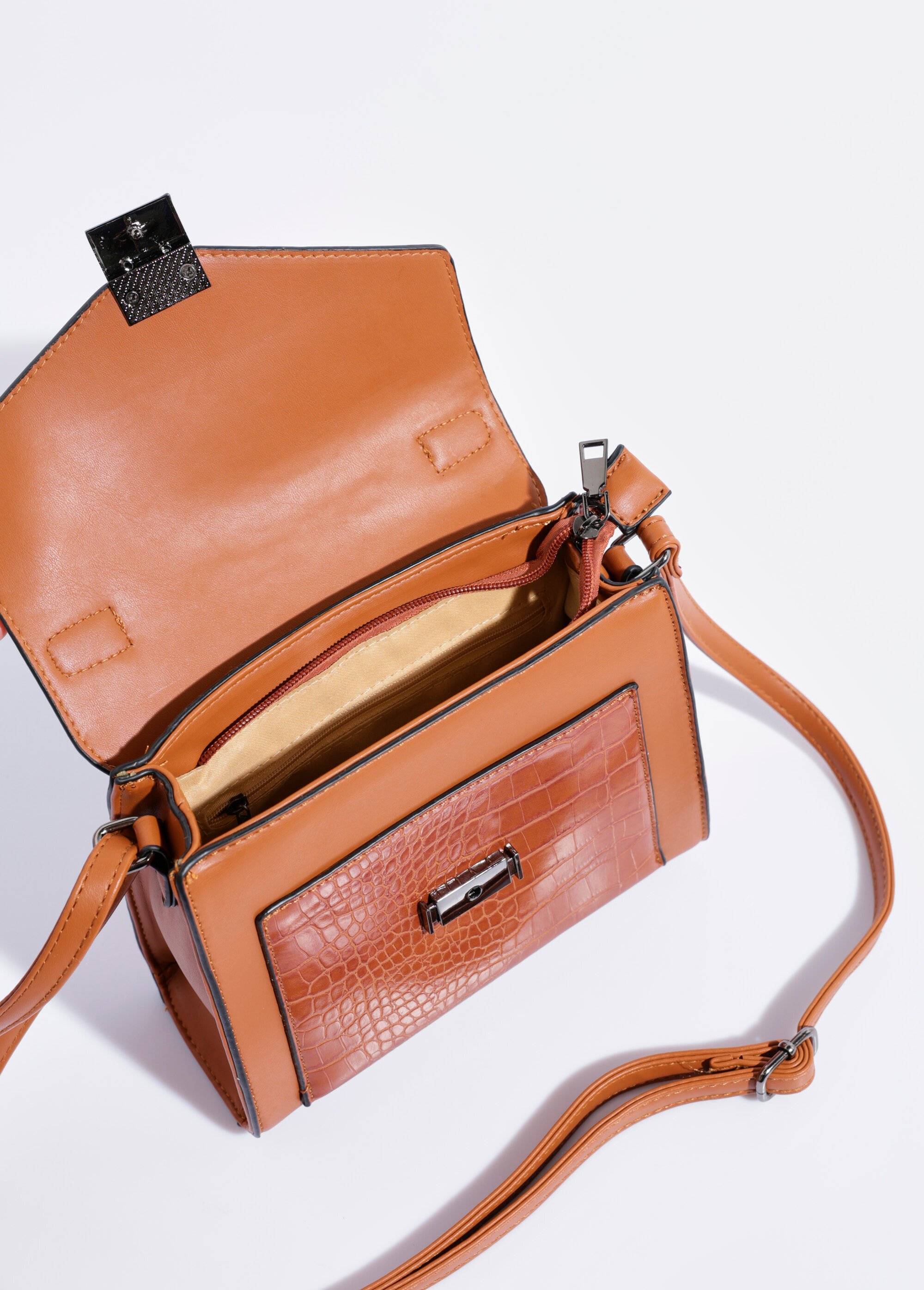 Sac à main aspect reptile, poignée courte Femme Beige BAG-M-0003 DE1