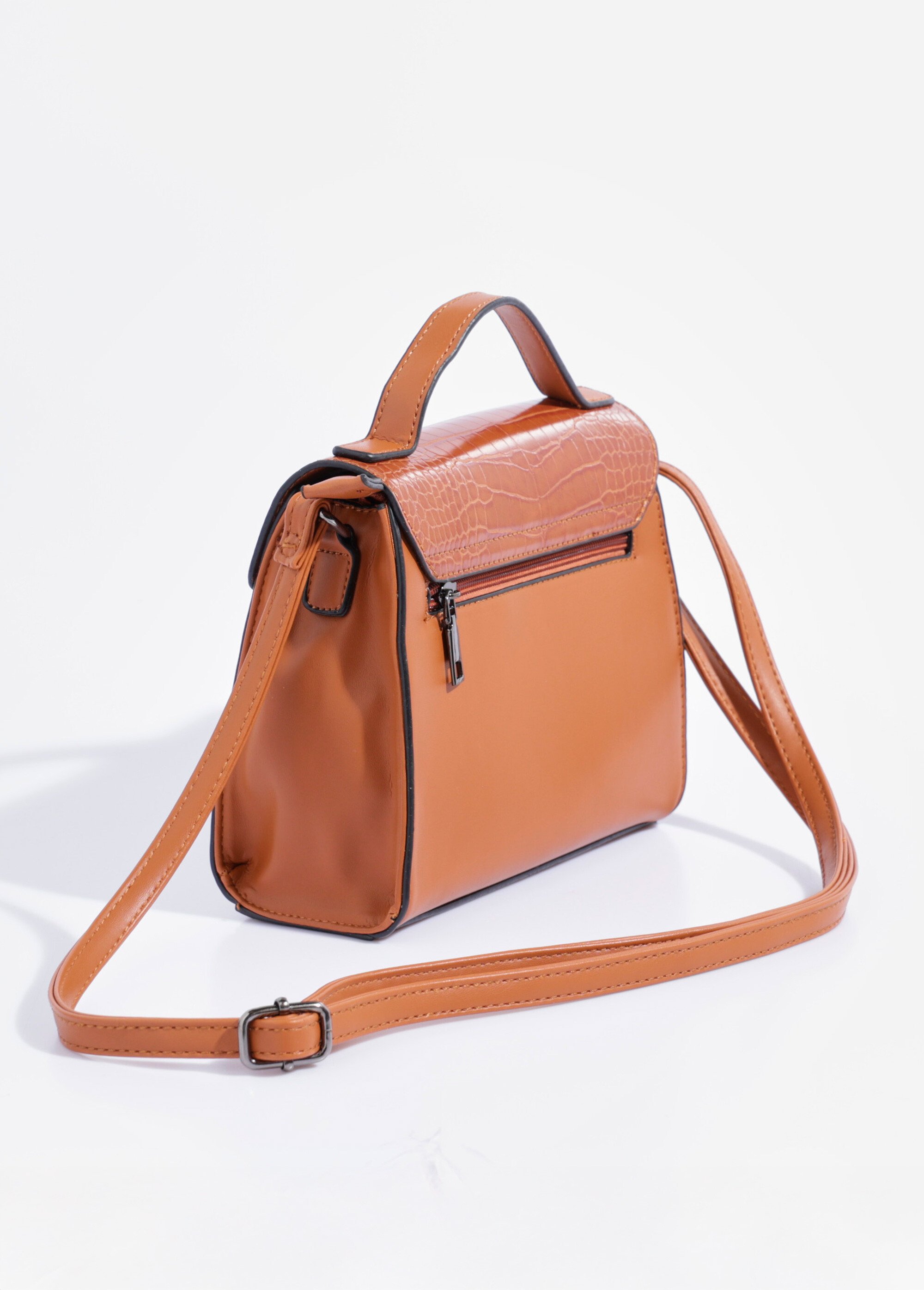 Sac à main aspect reptile, poignée courte Femme Beige BAG-M-0003 DO1