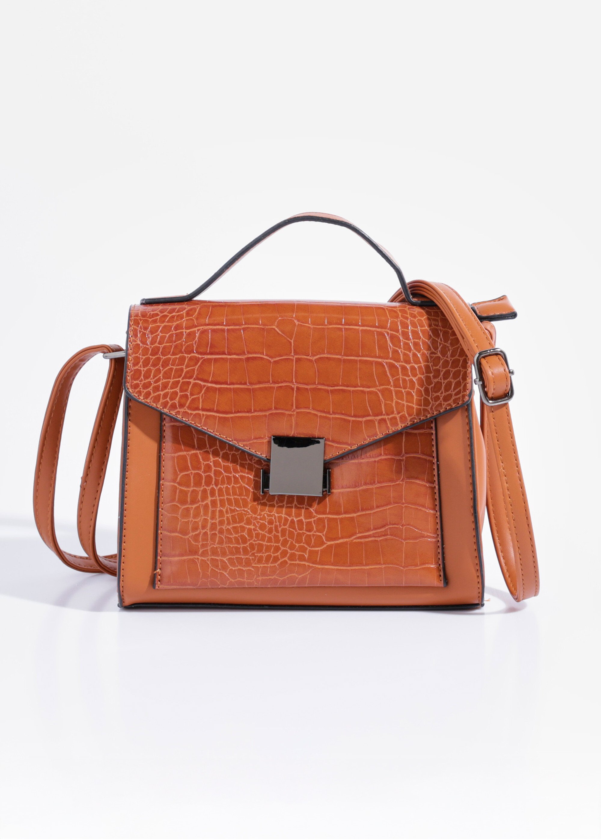 Sac à main aspect reptile, poignée courte Femme Beige BAG-M-0003 FA1