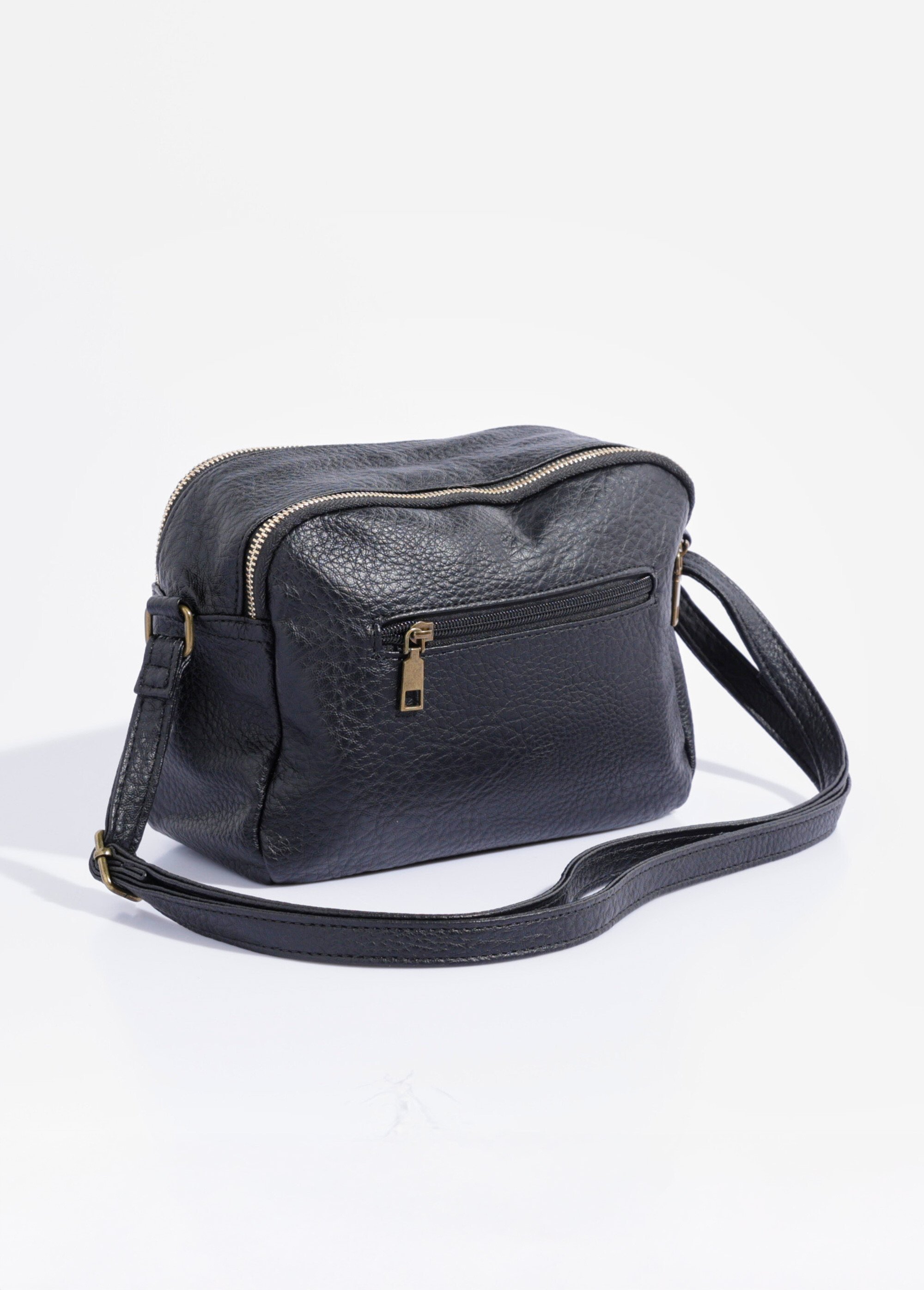 Sac à main compact double zip métal Femme Noir BAG-M328 DO1