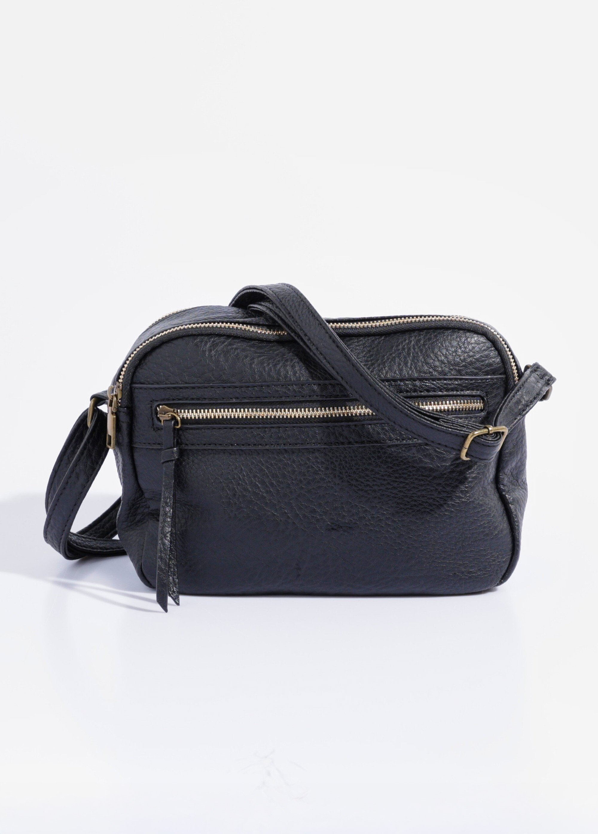 Sac à main compact double zip métal Femme Noir BAG-M328 FA1
