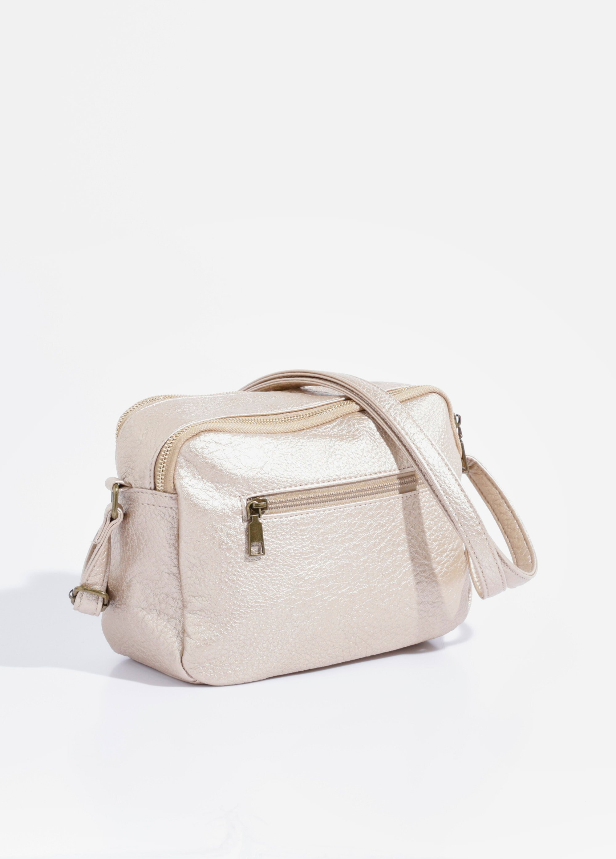 Sac à main compact double zip métal Femme Doré BAG-M328 DO1