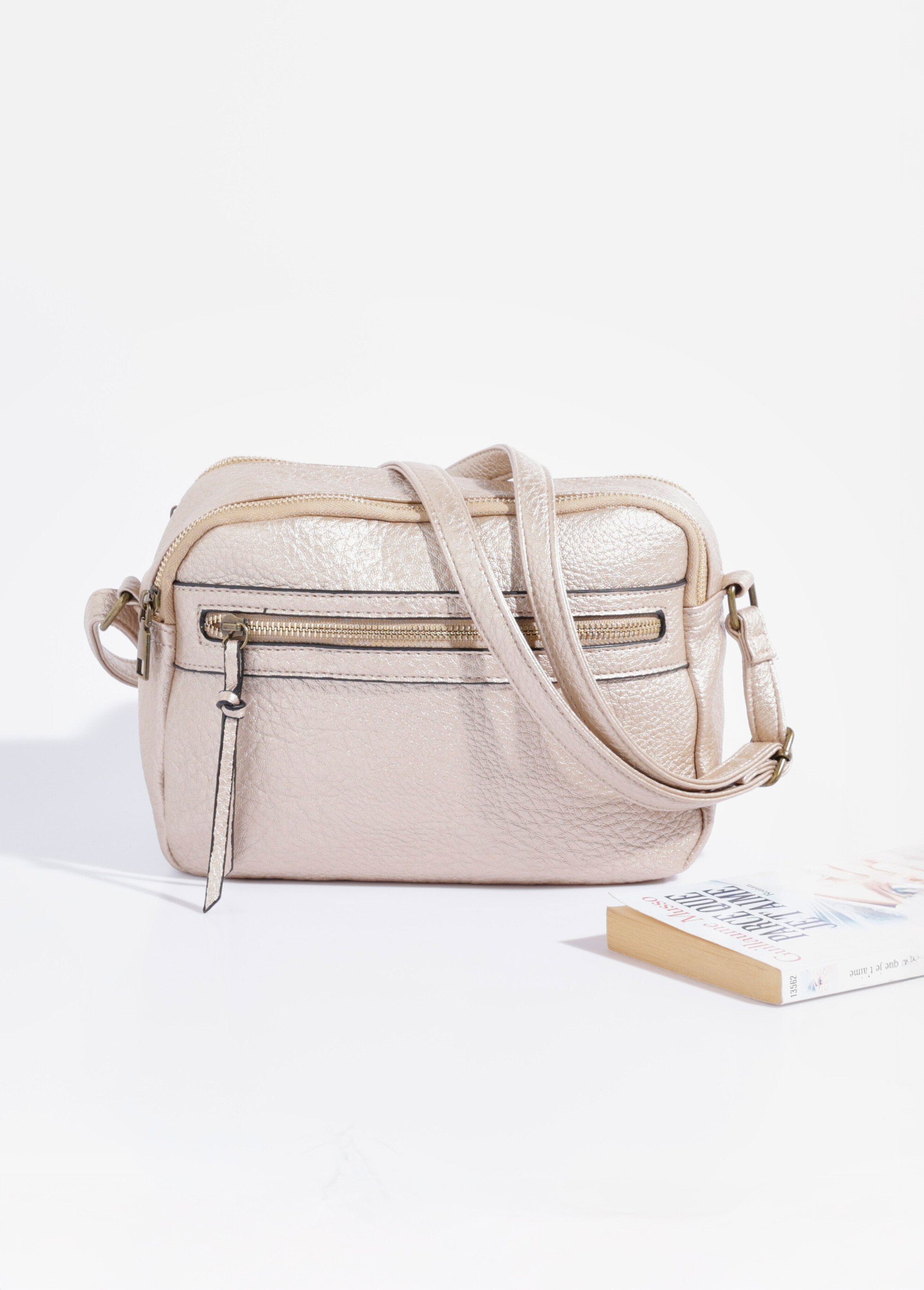 Sac à main compact double zip métal Femme Doré BAG-M328 FA1