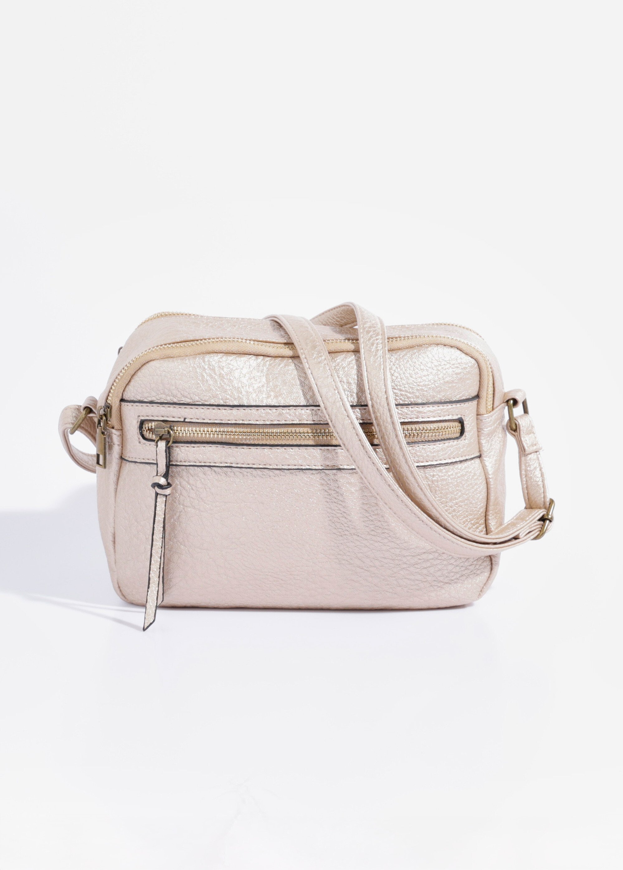 Sac à main compact double zip métal Femme Doré BAG-M328 FA2