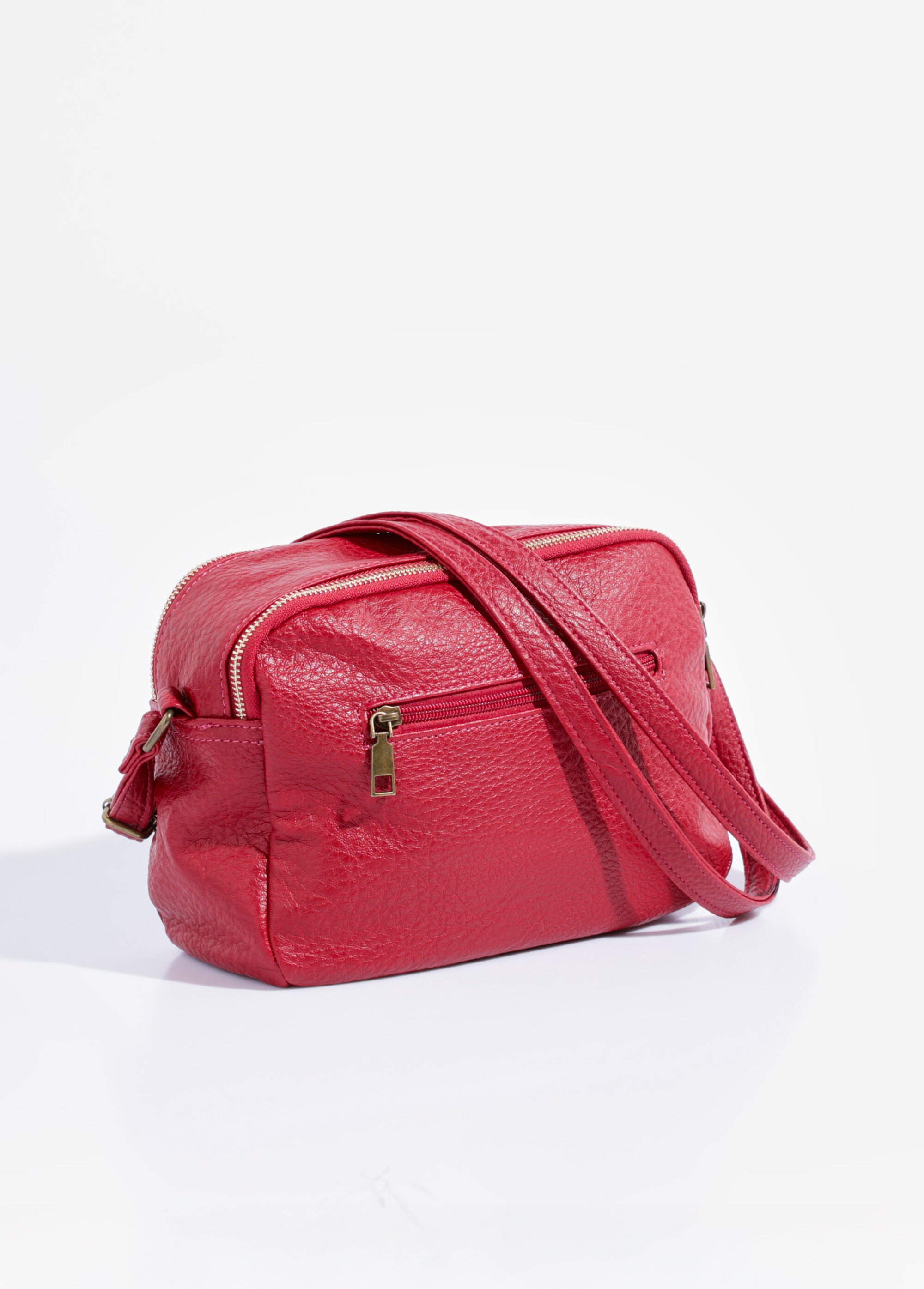 Sac à main compact double zip métal Femme Rouge BAG-M328 DO1