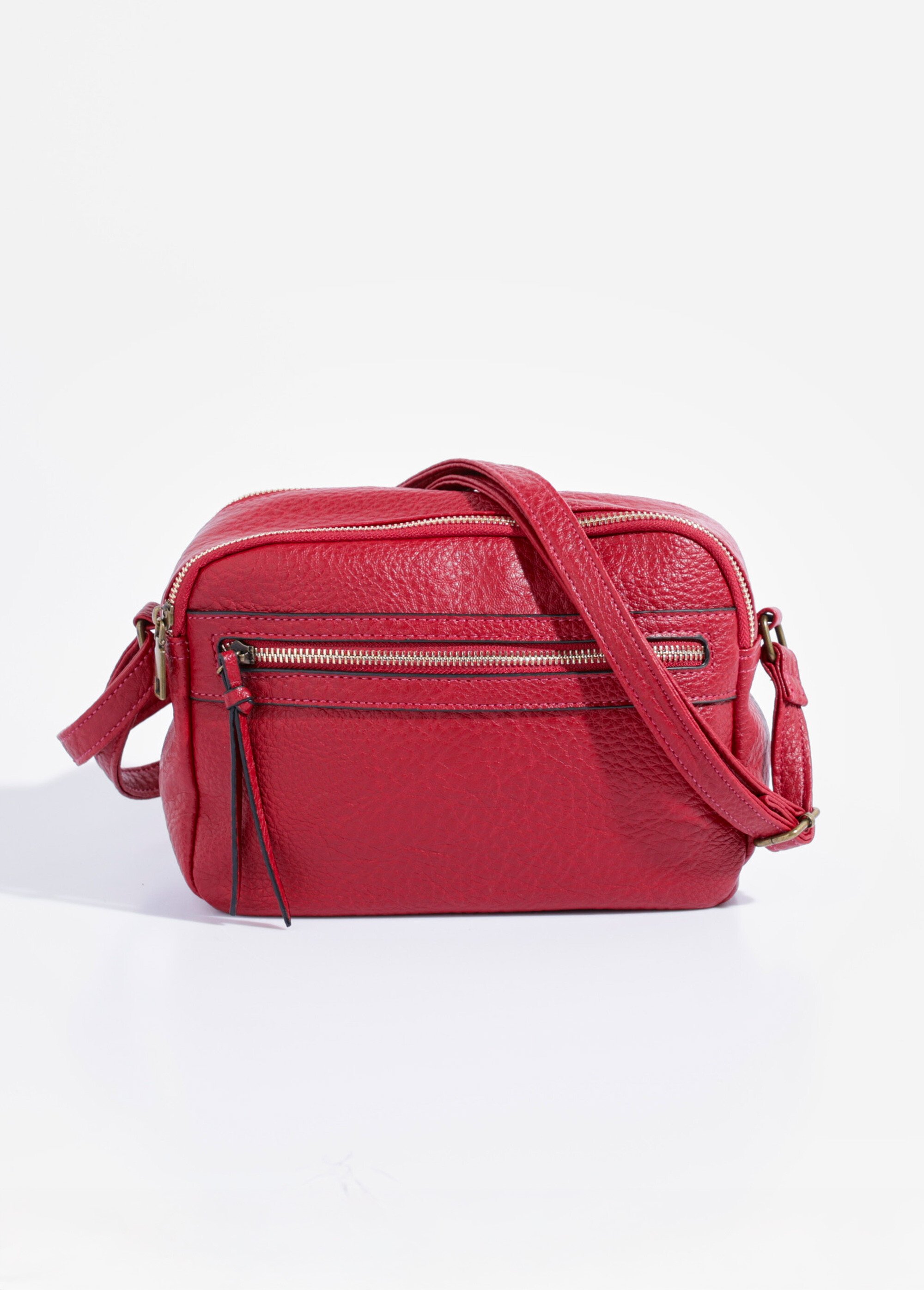 Sac à main compact double zip métal Femme Rouge BAG-M328 FA1