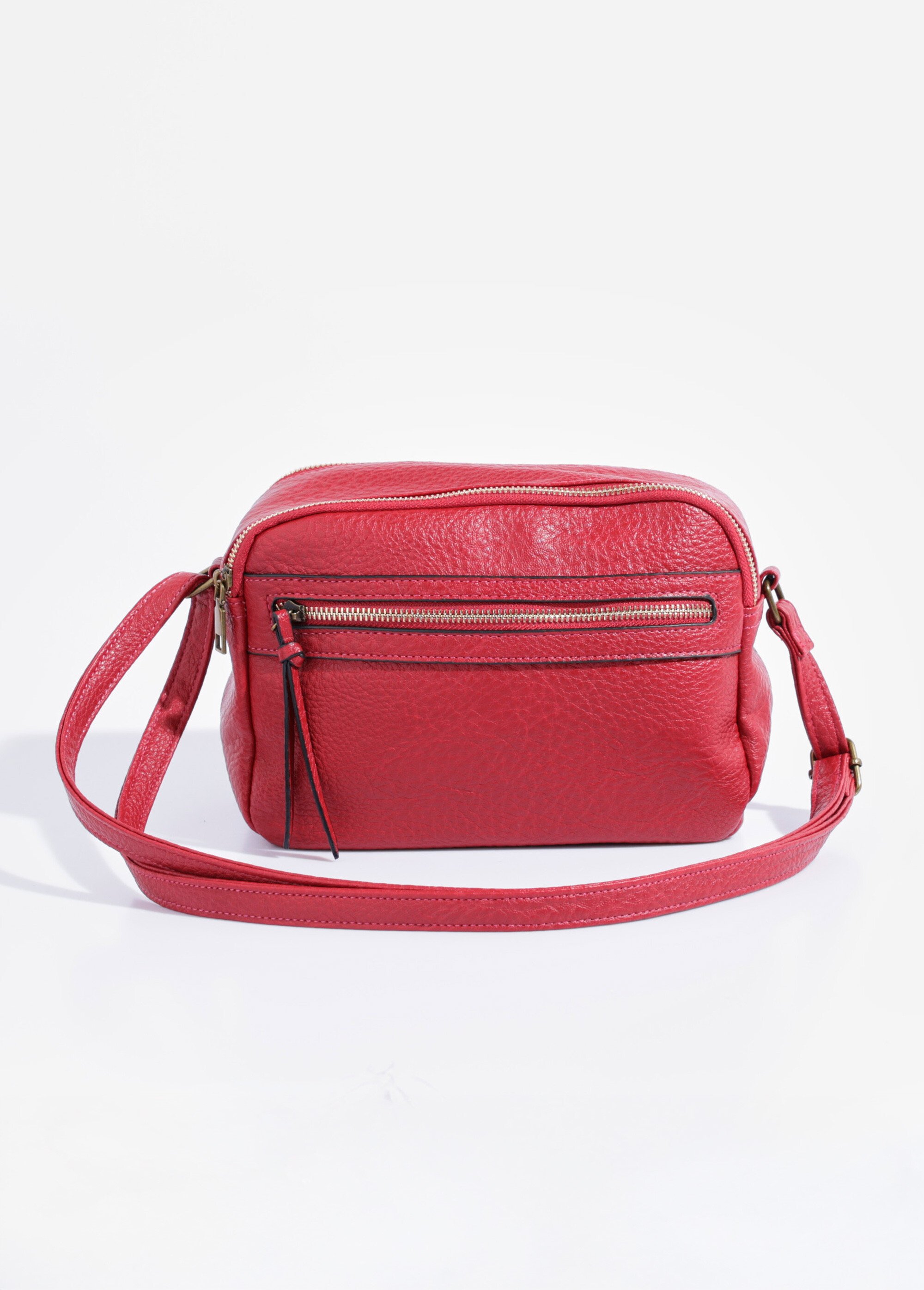 Sac à main compact double zip métal Femme Rouge BAG-M328 FA2